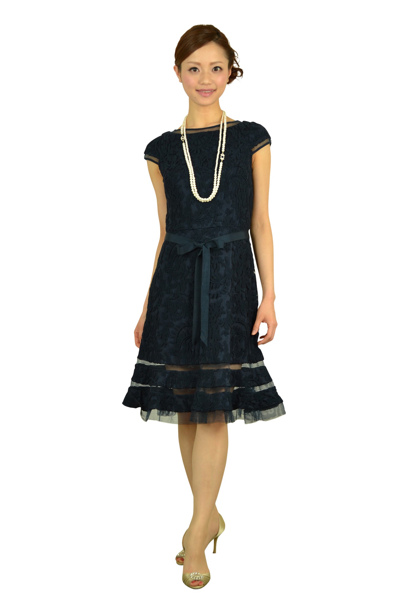 ロングパールクリスタル2連ネックレス