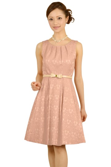 ピンクレースボンディングドレス
