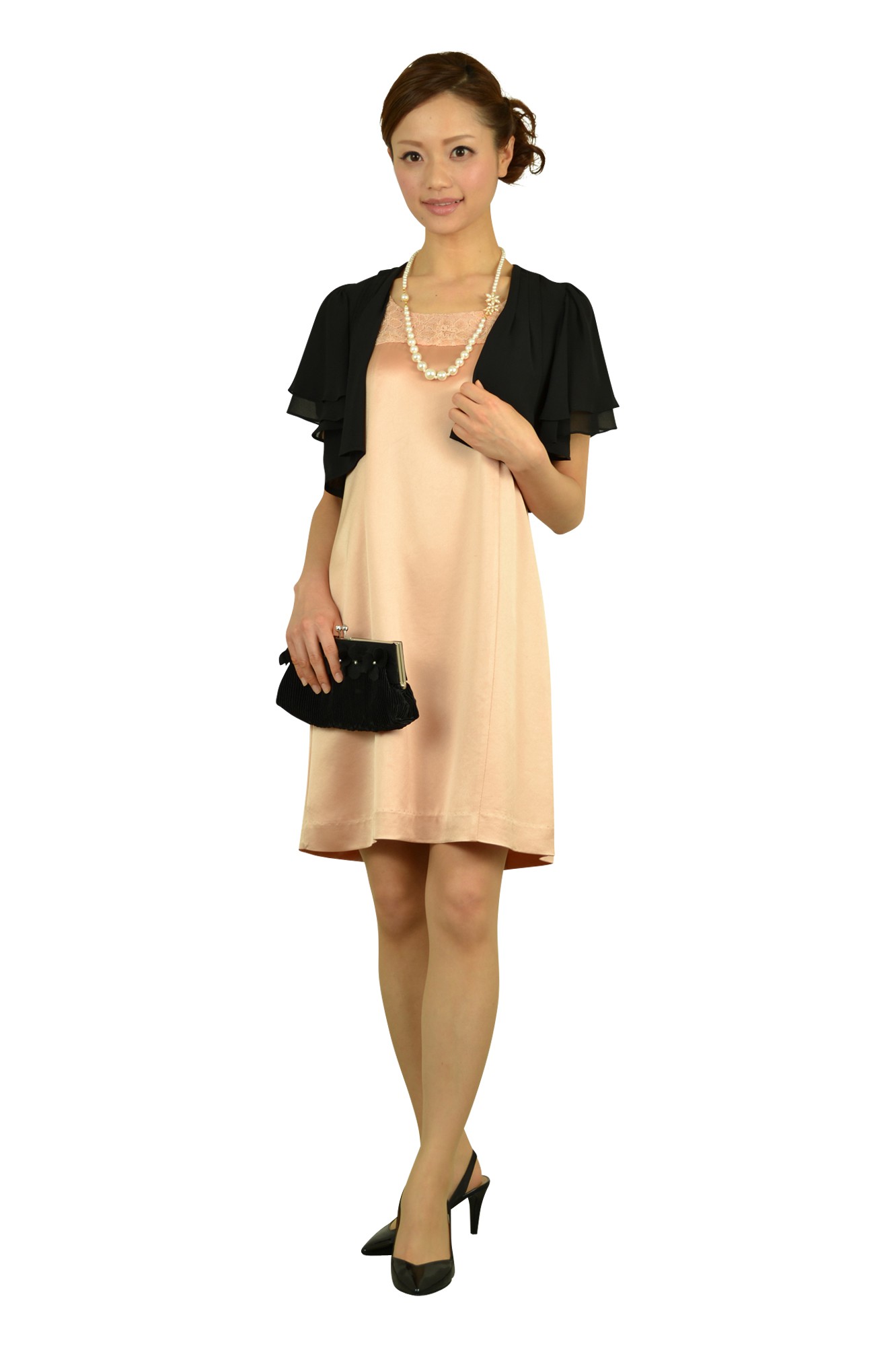 フラワーモチーフロングパールネックレス