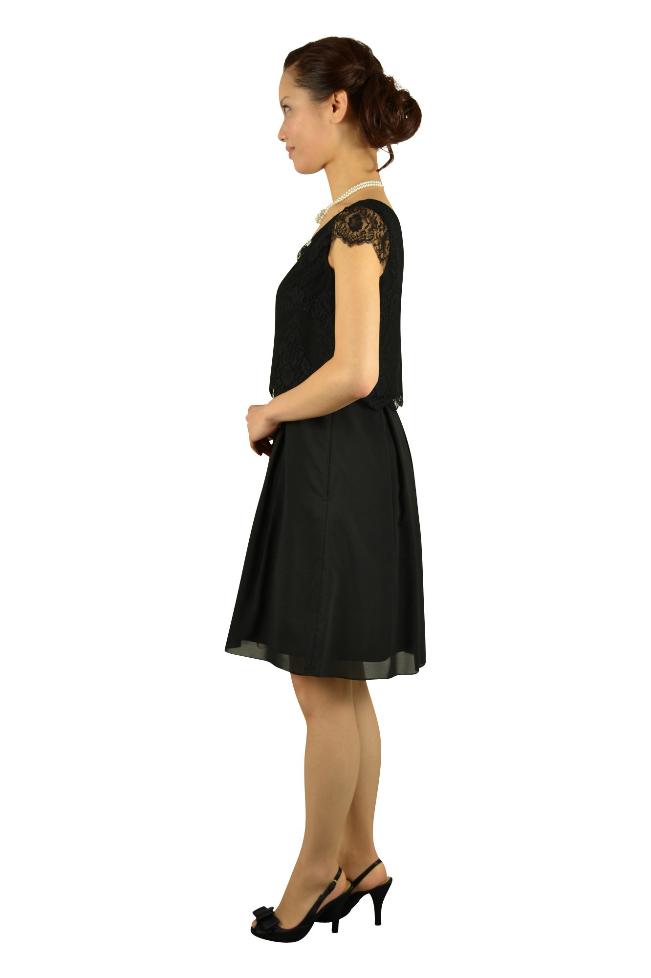 ビジュ付きオーバートップスブラックドレス