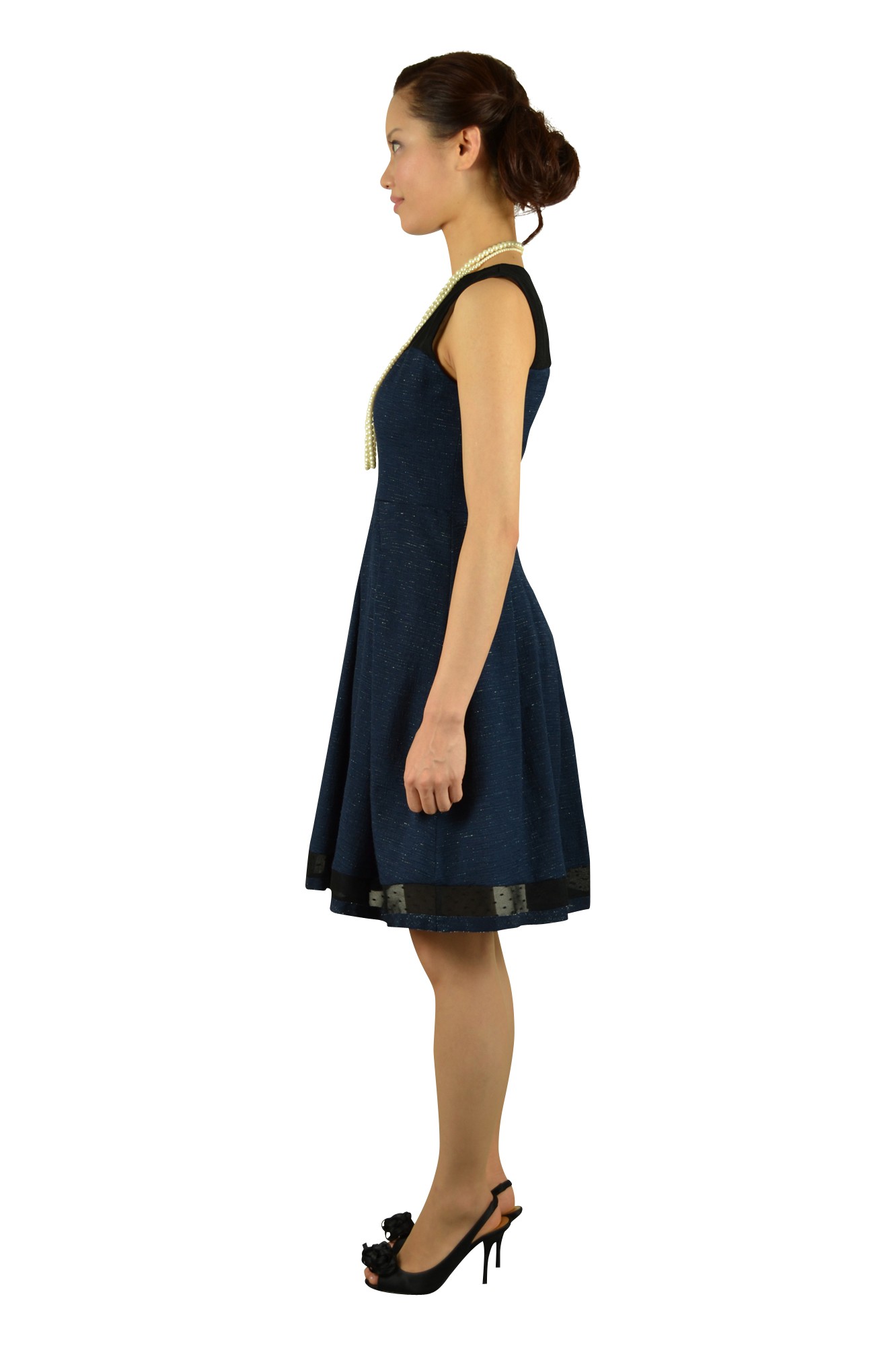 ネイビーフィットアンドフレアドレス