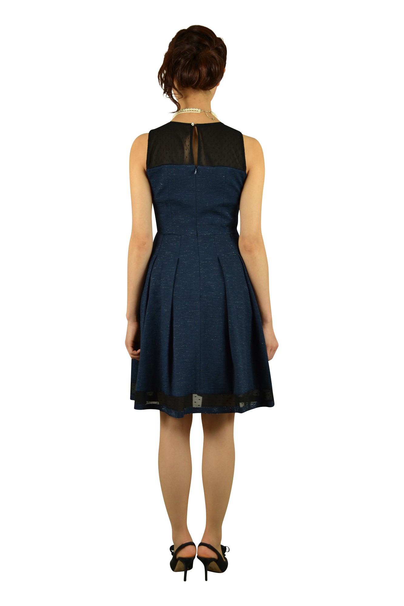 ネイビーフィットアンドフレアドレス