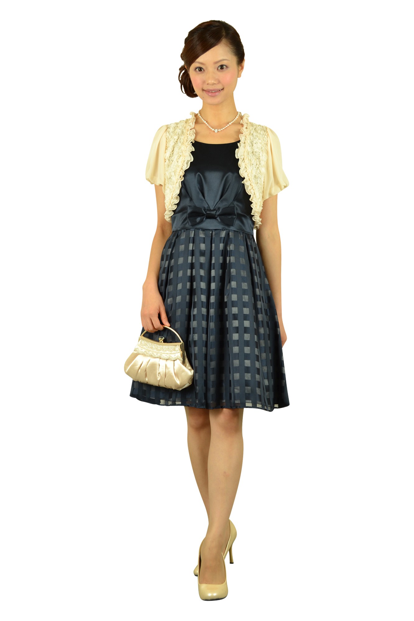 持ち手付き上品シャンパンバッグ