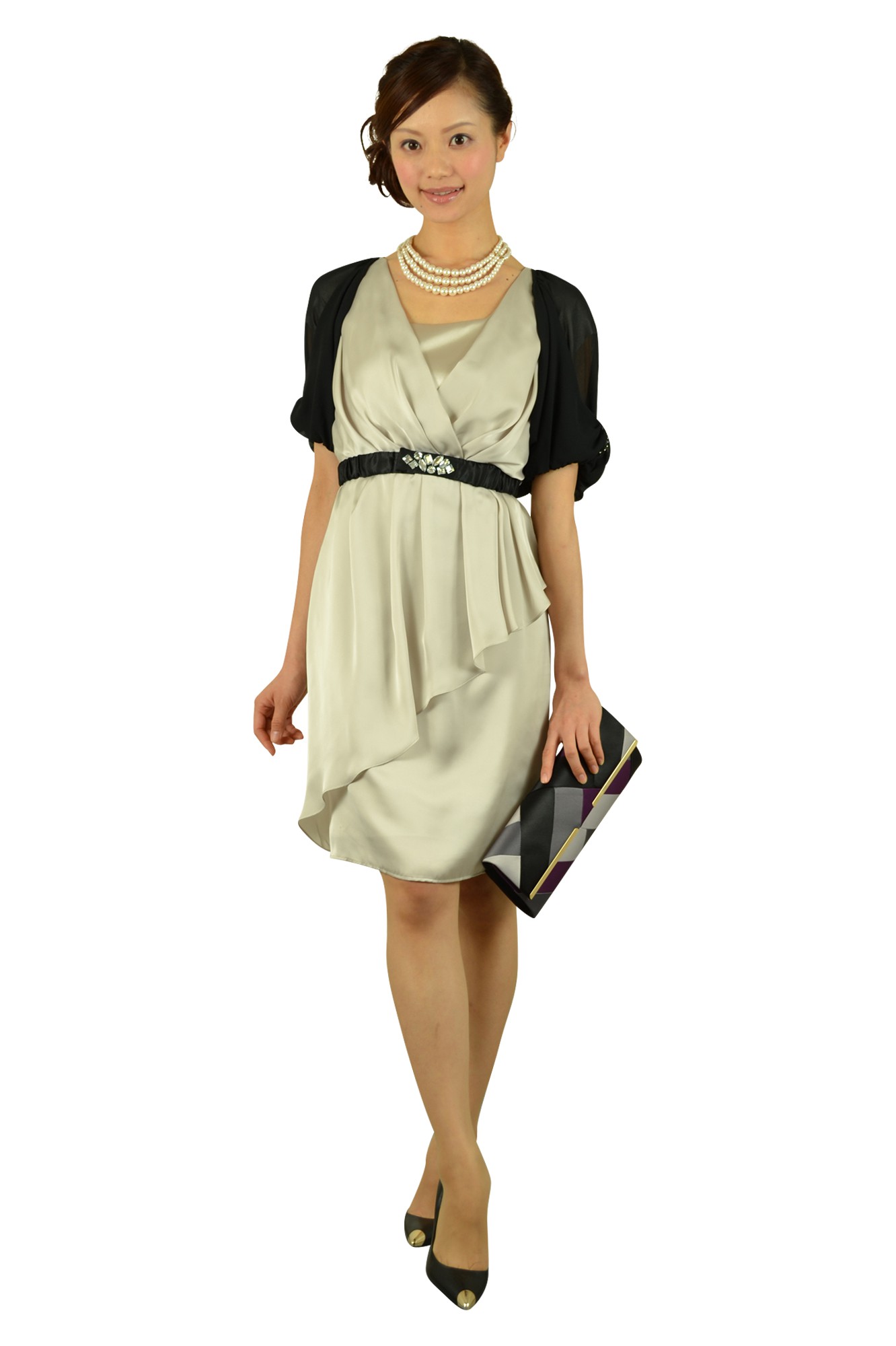 ベルト付きシャンパンドレス