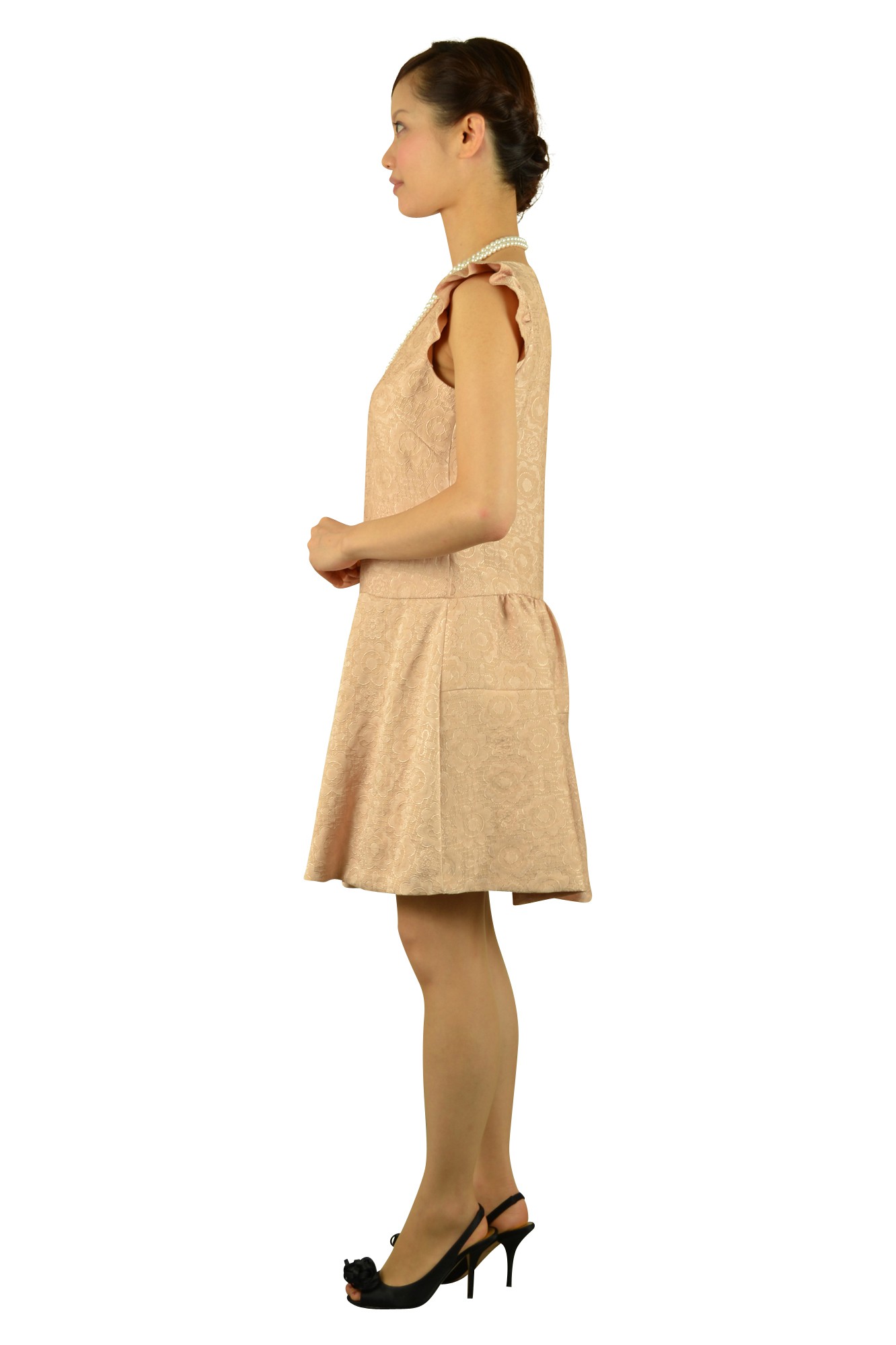 フラワージャガードピンクドレス