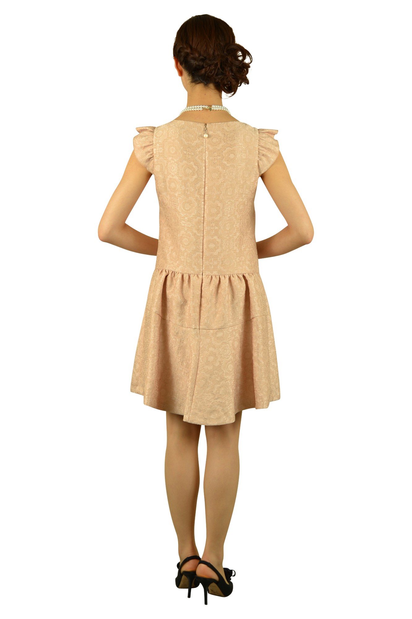 フラワージャガードピンクドレス