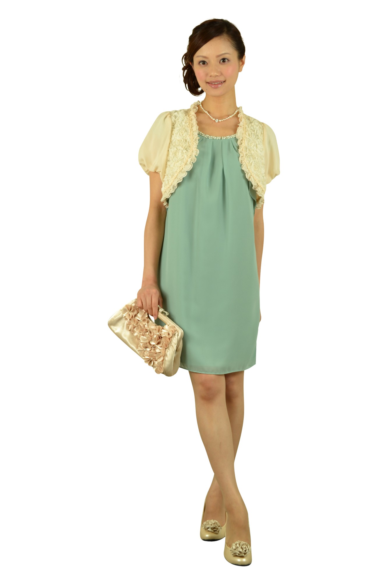 ふんわりパフスリーブアイボリーボレロ