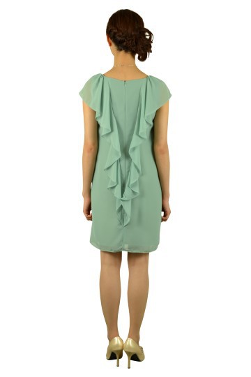 グリーンミニ袖ドレス