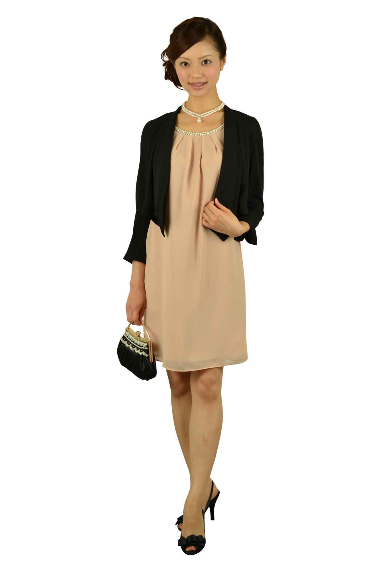 持ち手付き上品ブラックバッグ