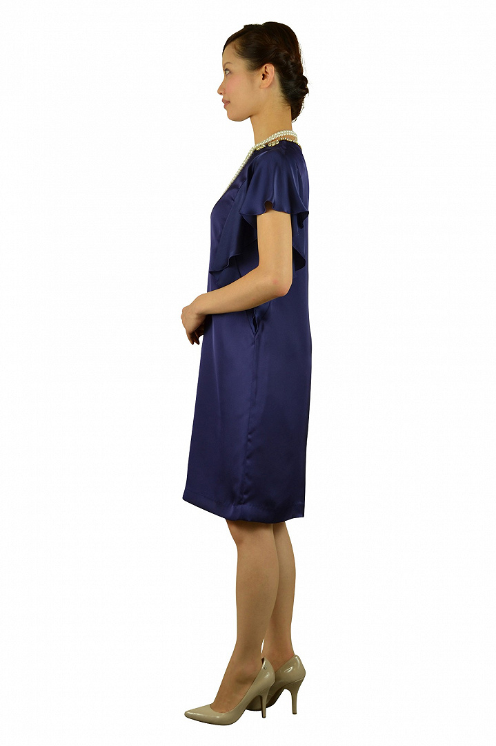 パープルビジュ付ミニ袖ドレス