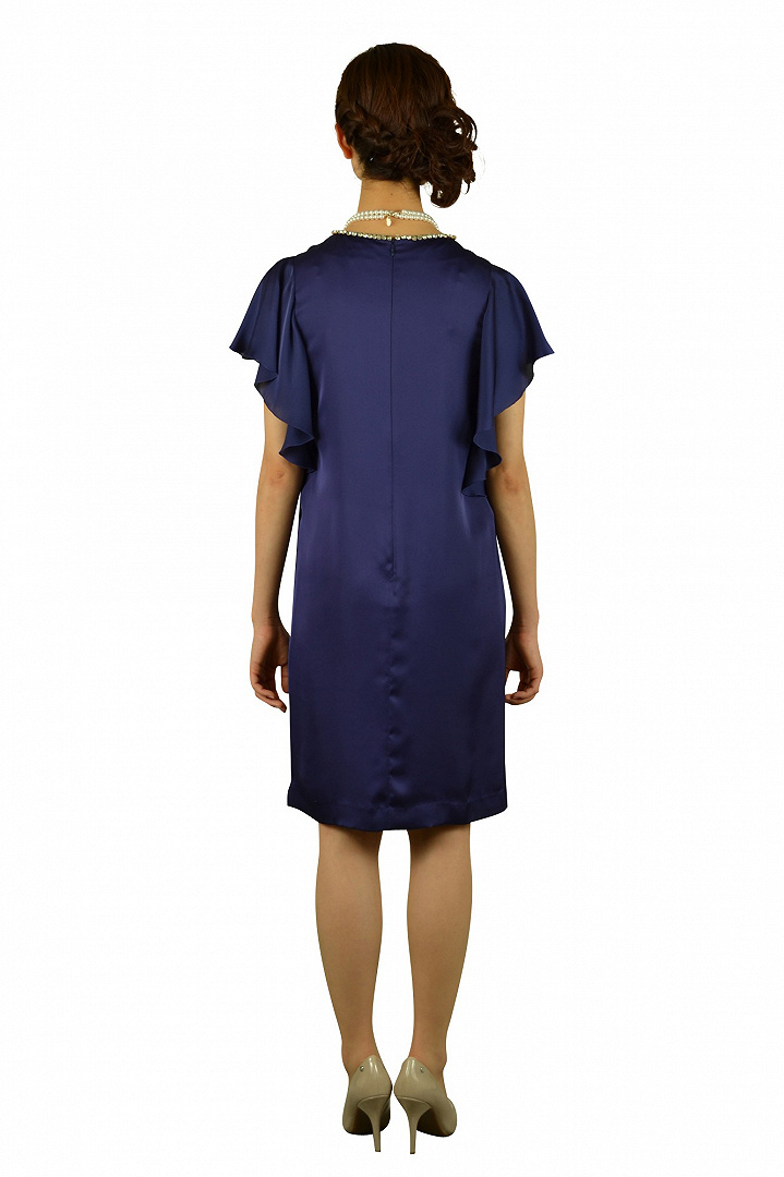 パープルビジュ付ミニ袖ドレス