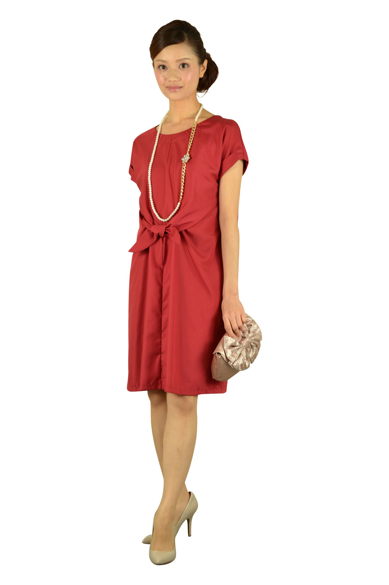 インナー付きワインレッドドレス