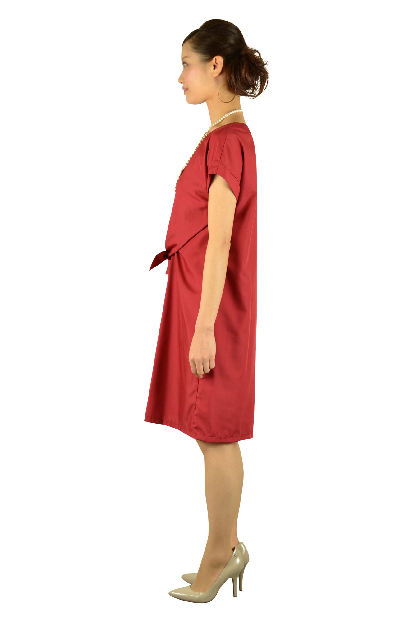 インナー付きワインレッドドレス