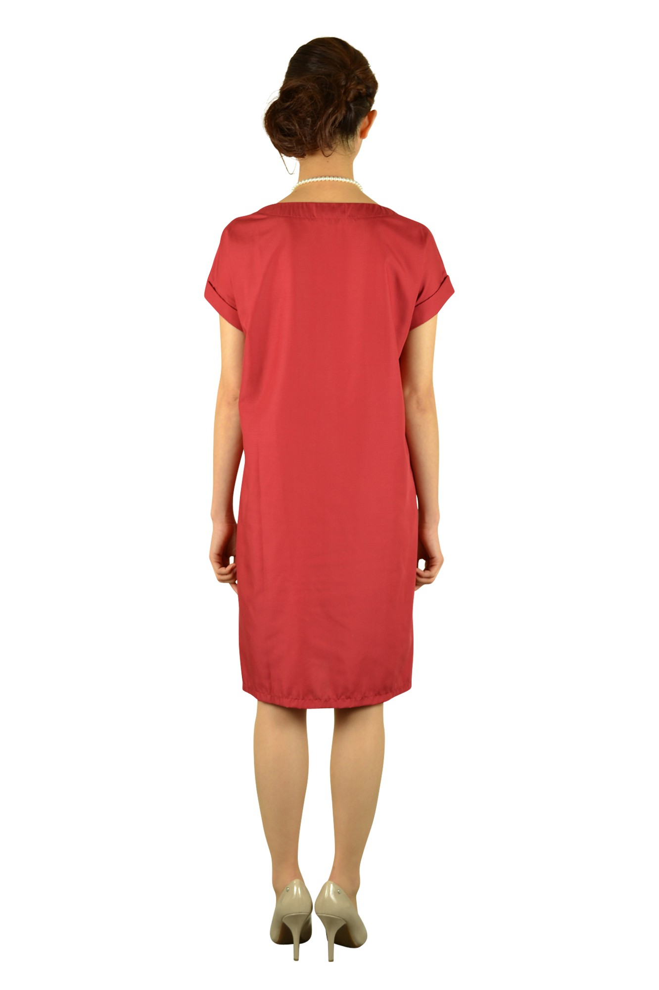 インナー付きワインレッドドレス