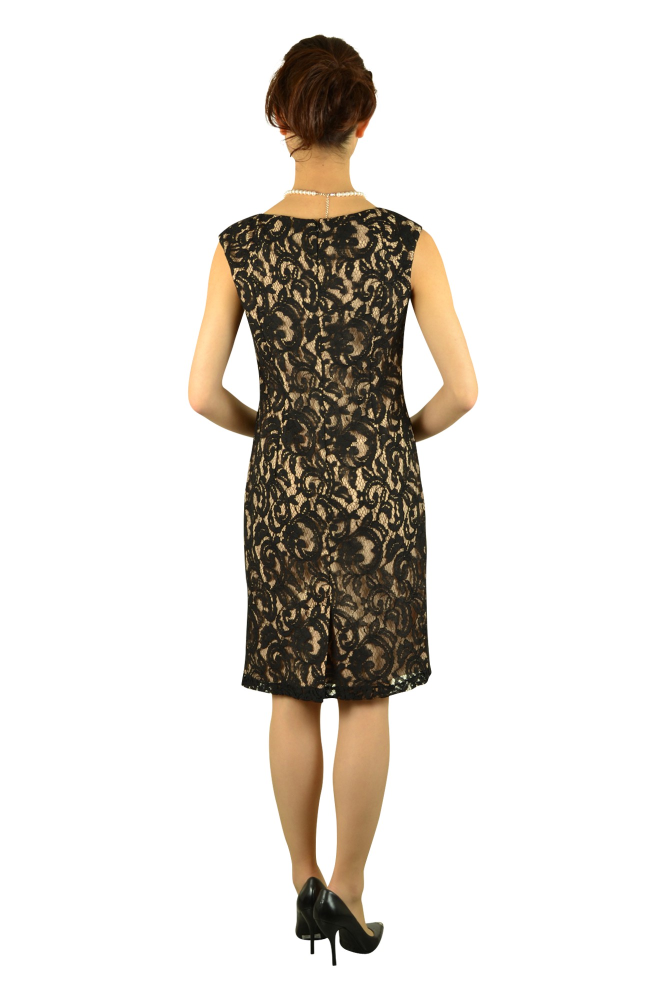 総レースエレガントブラックドレス