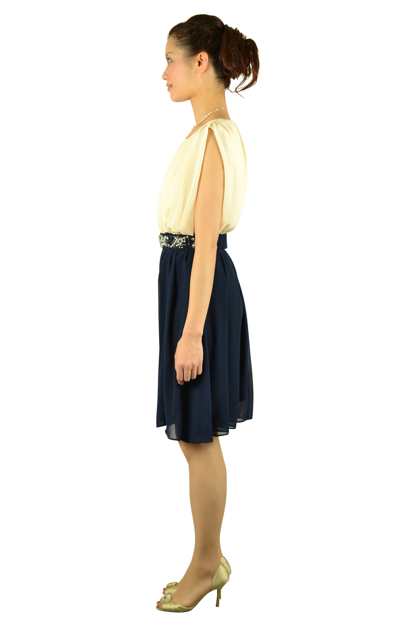 バイカラーベルトビジュドレス