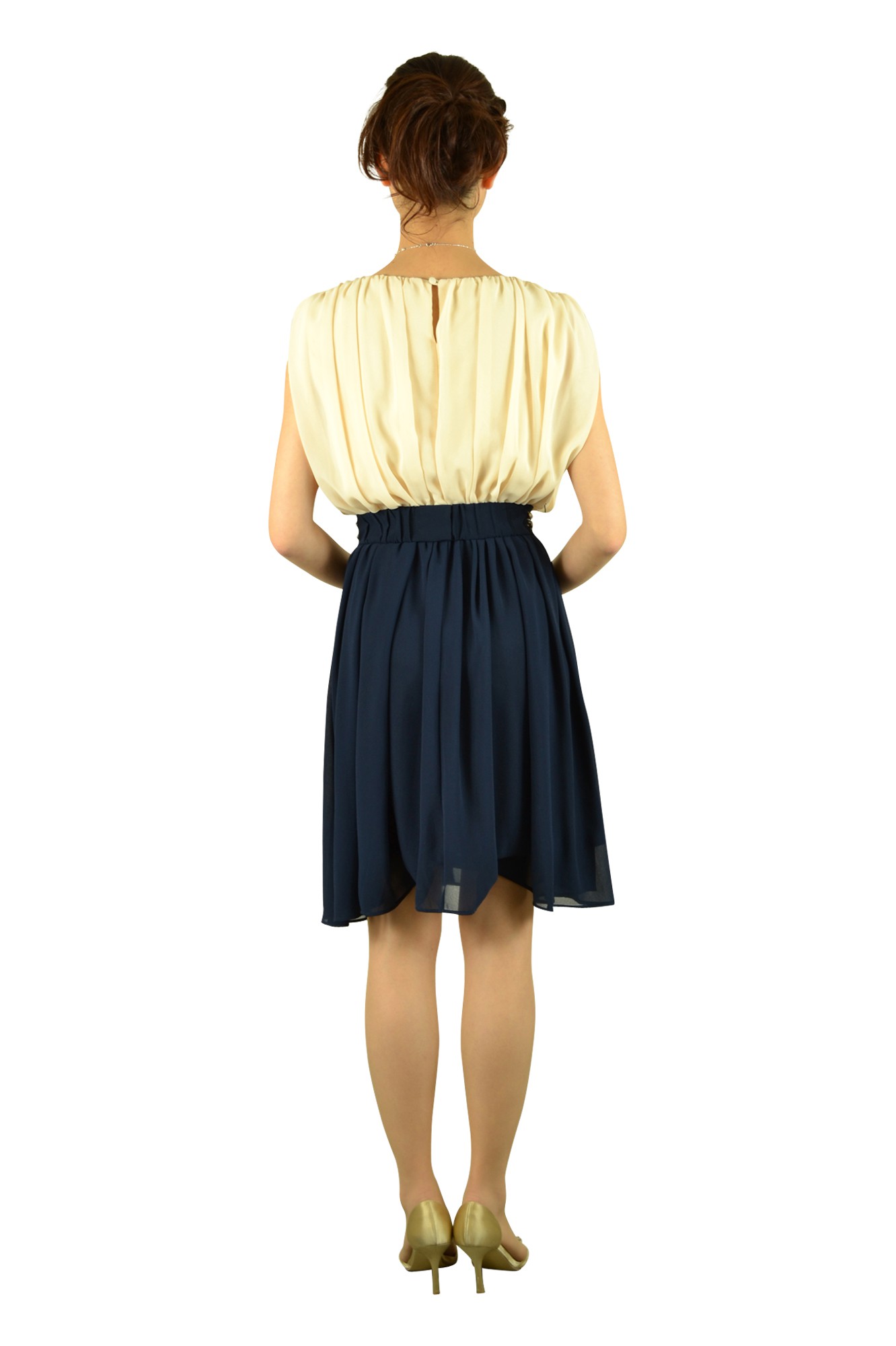 バイカラーベルトビジュドレス