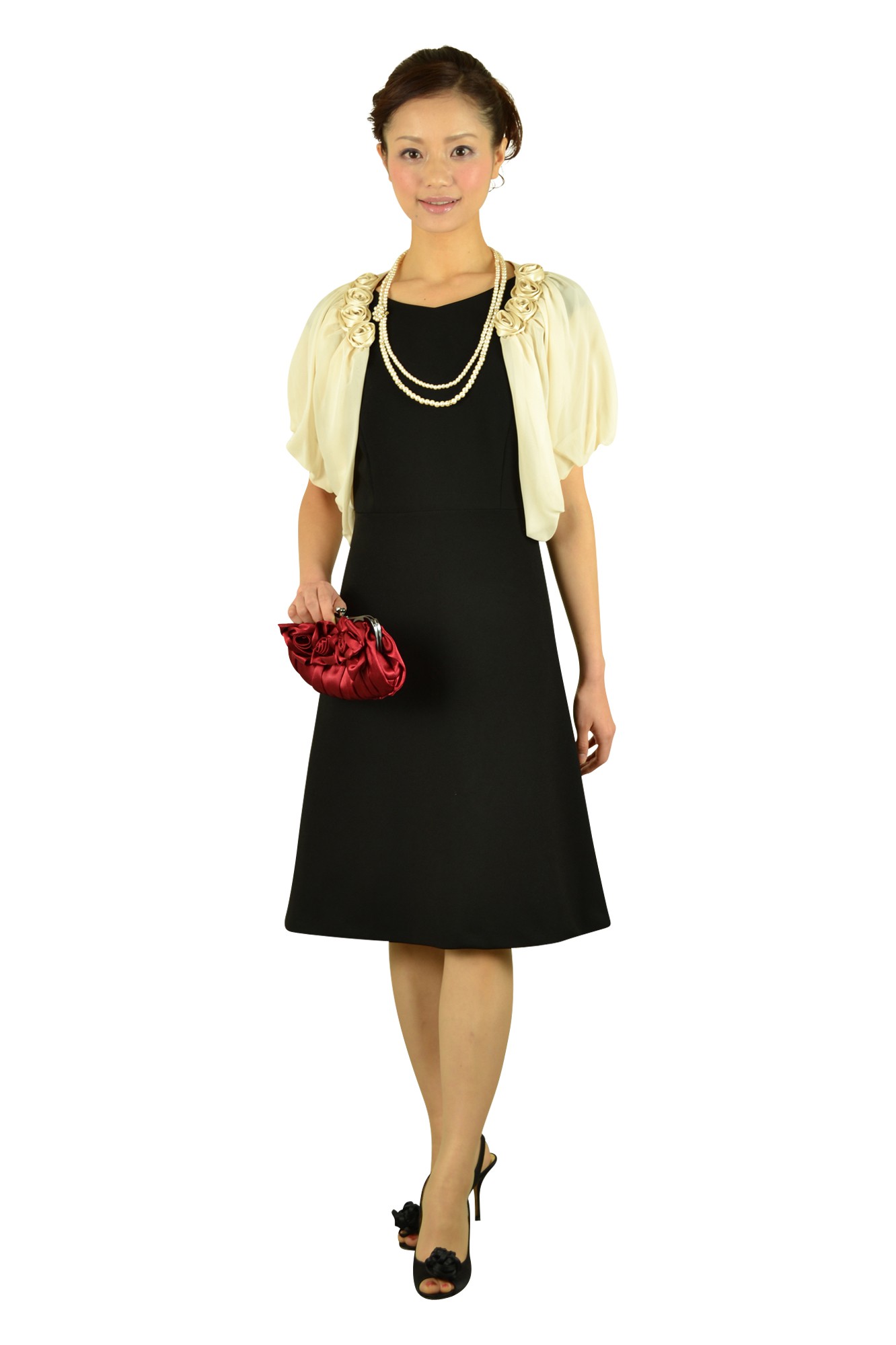 上質ブラックミディドレス