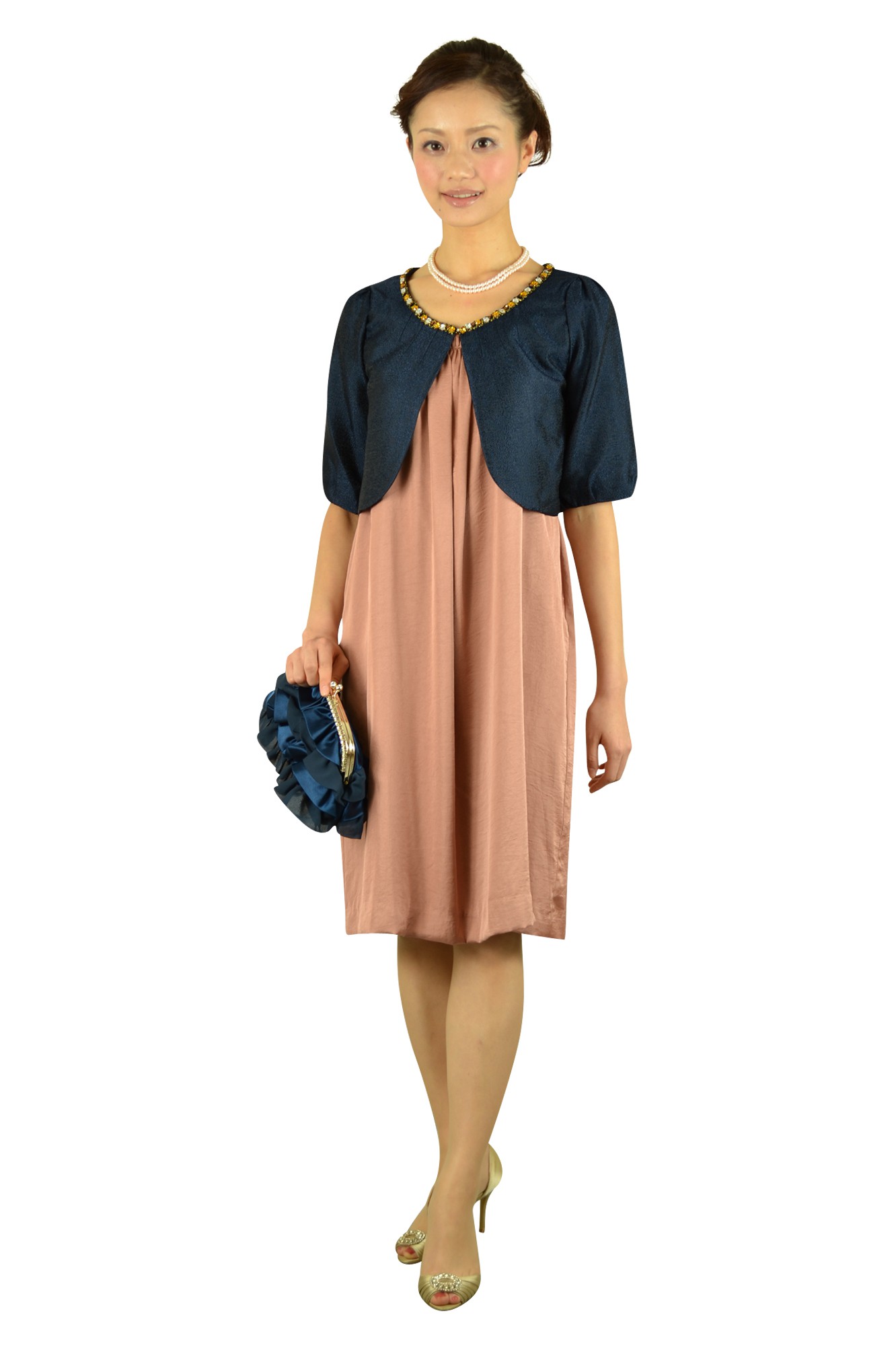 ノーカラービジュ付ジャレロピンク