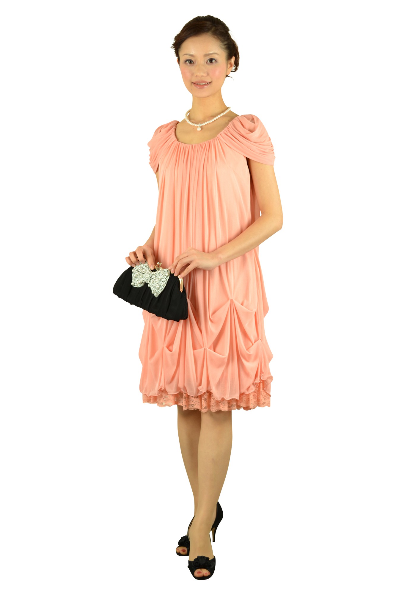 ピンクオレンジゆったりドレス