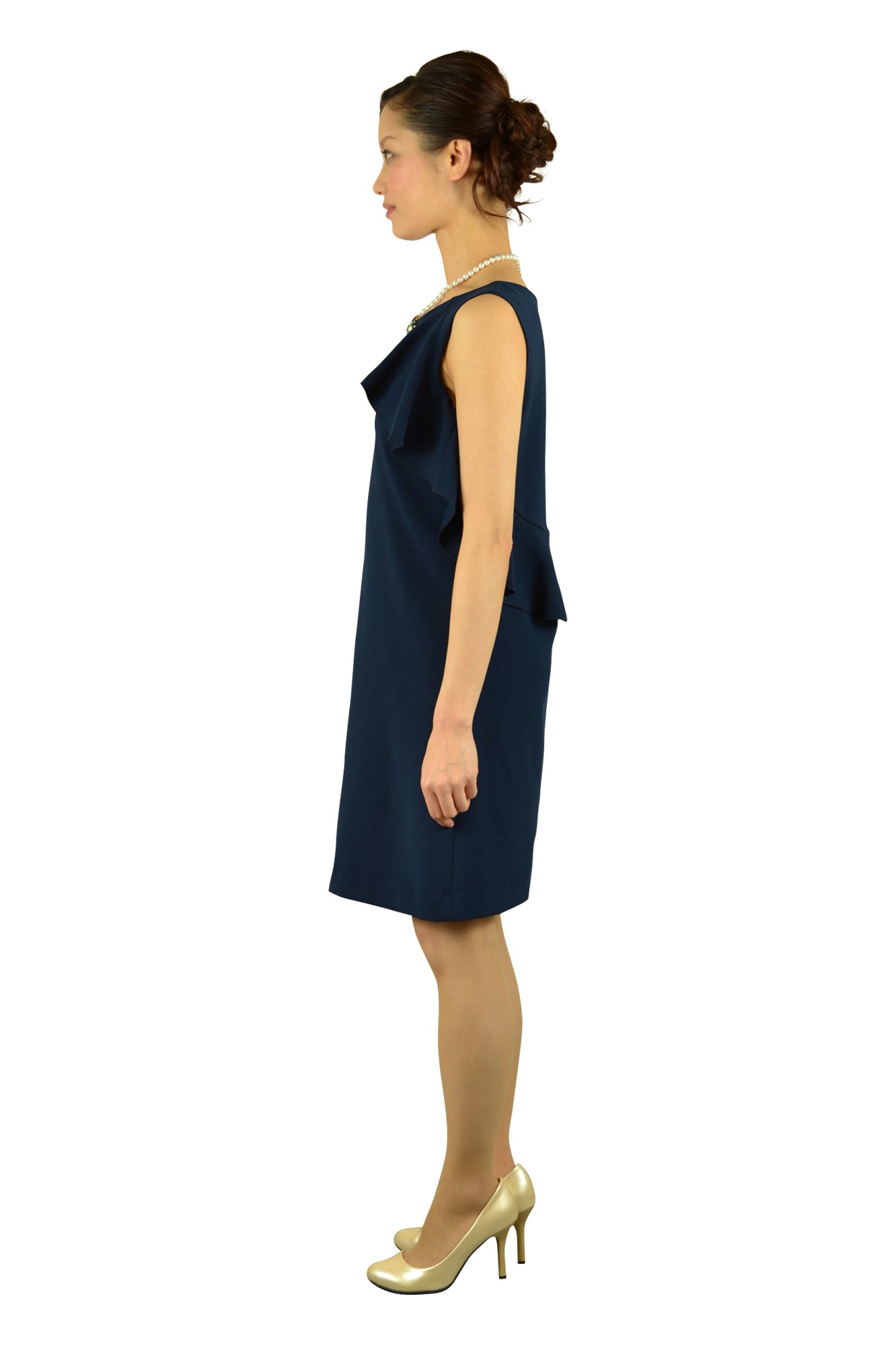 ネイビーフリルドレス