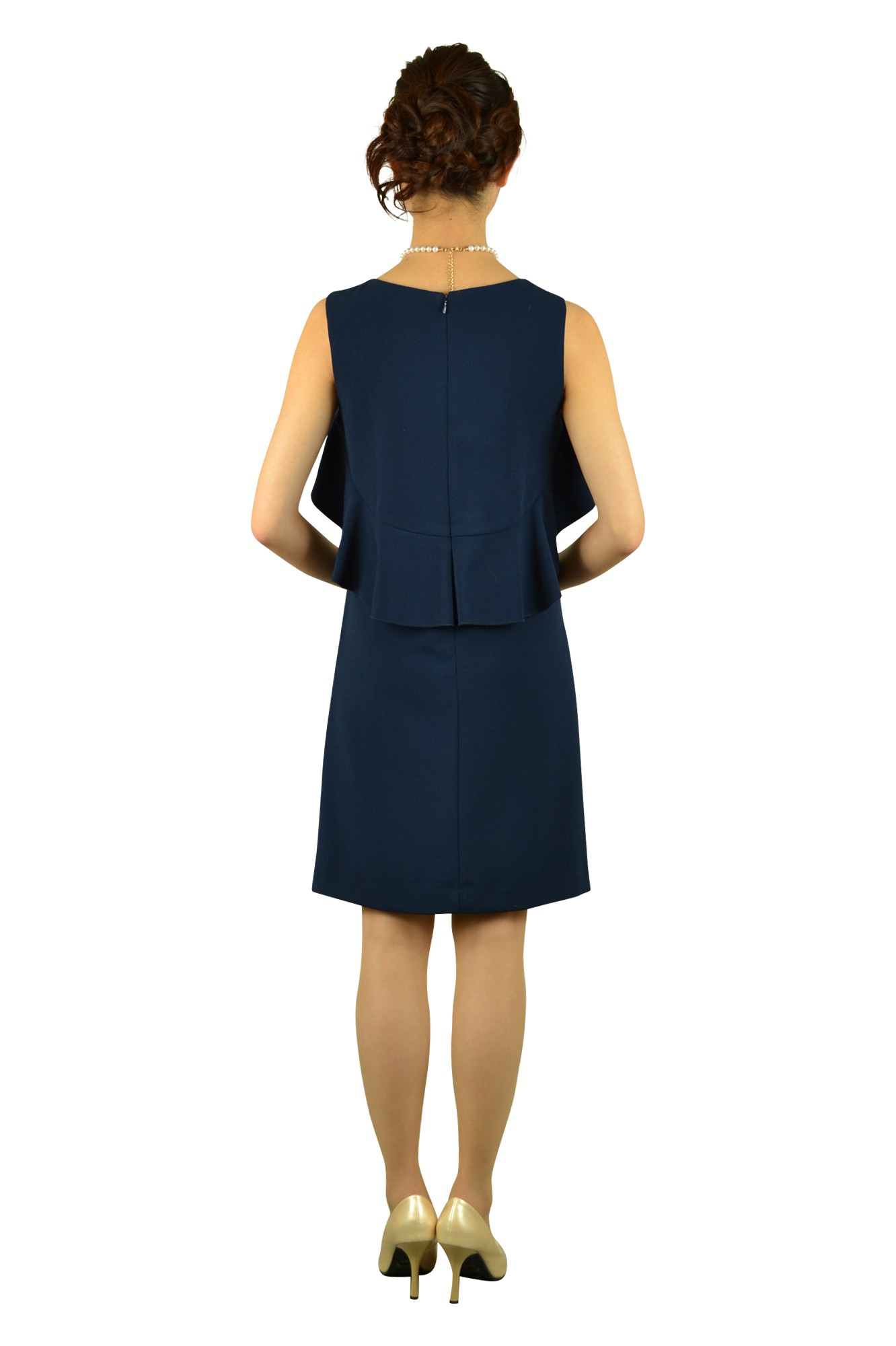 ネイビーフリルドレス