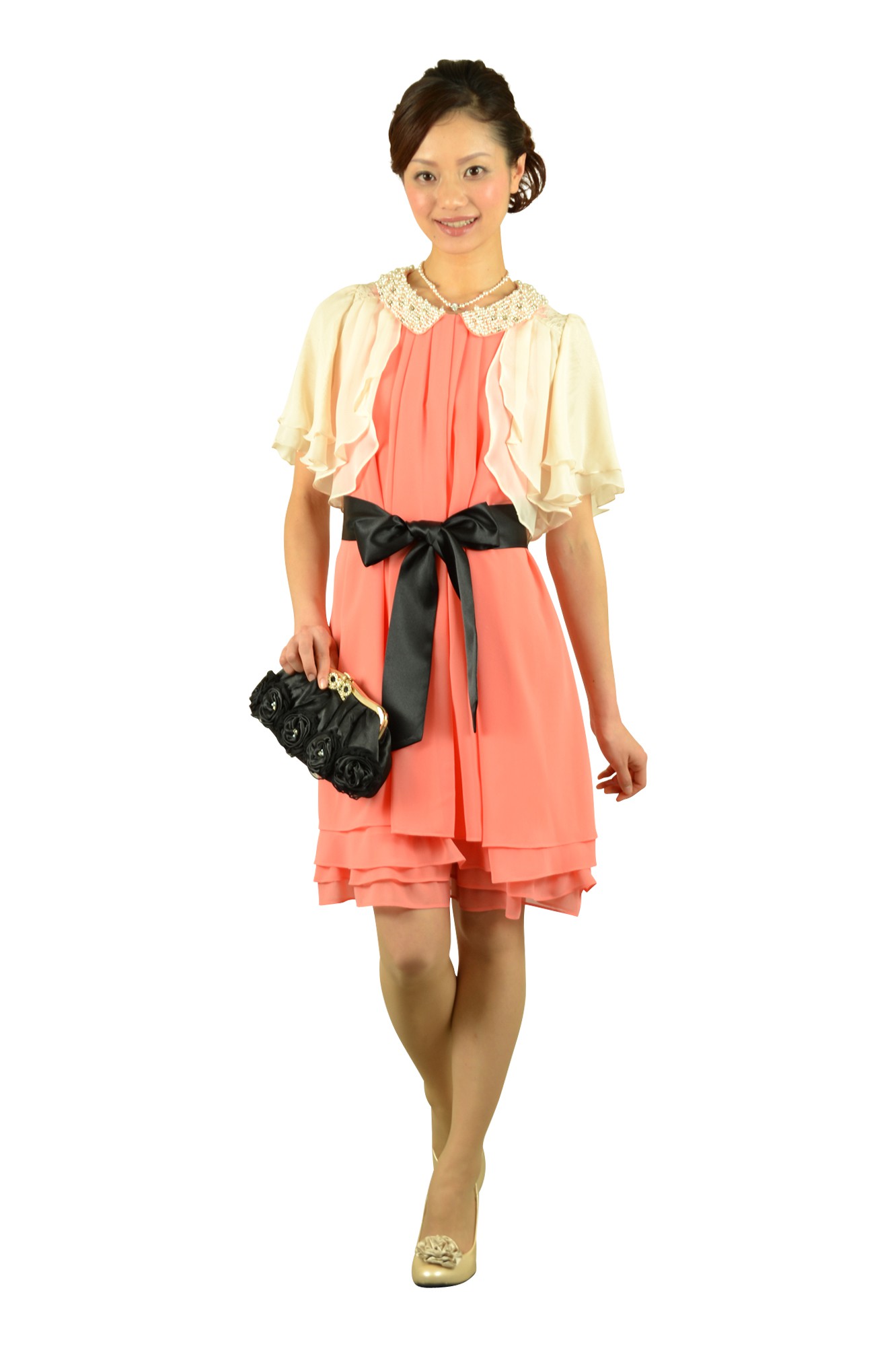 ローズサテンブラックバッグ