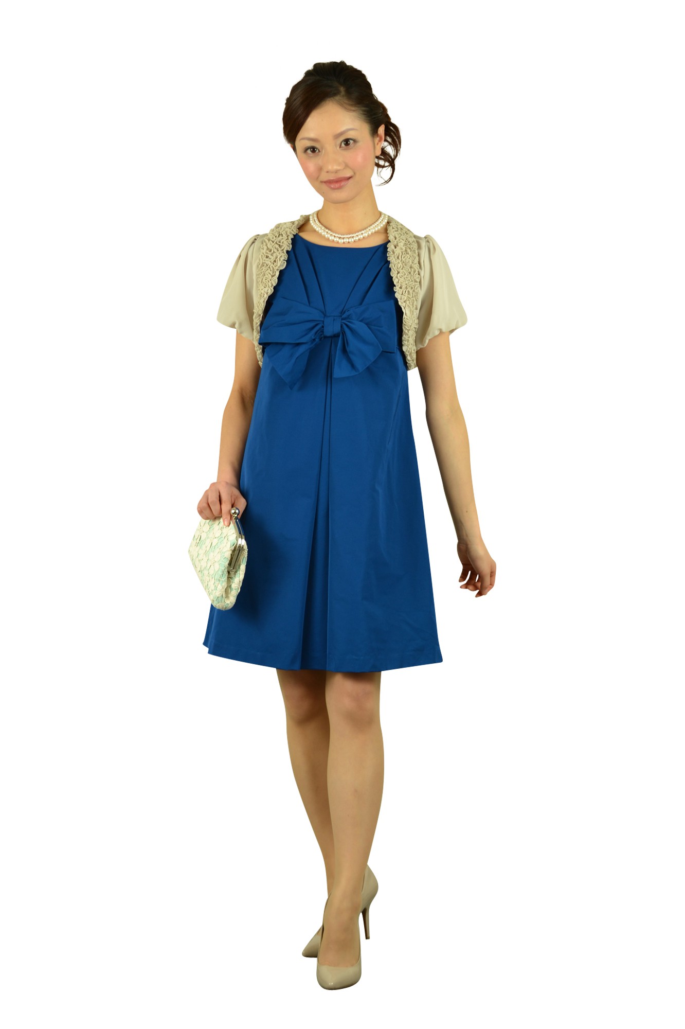 バルーン袖グレーフリルボレロ