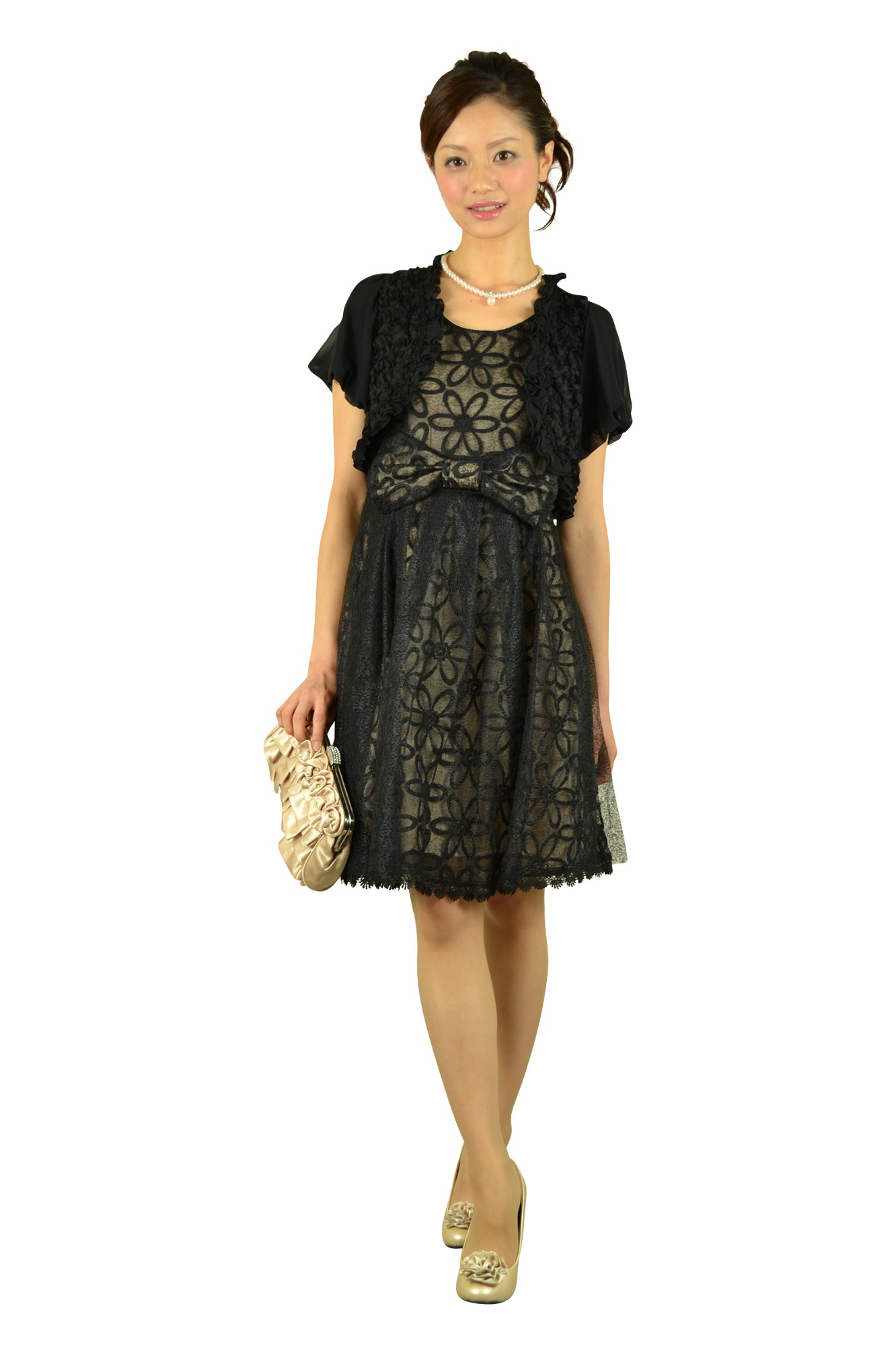 ふんわりパフスリーブブラックボレロ