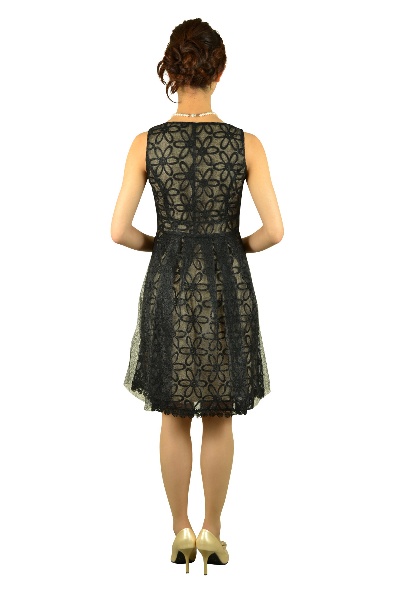 フラワーブラックドレス