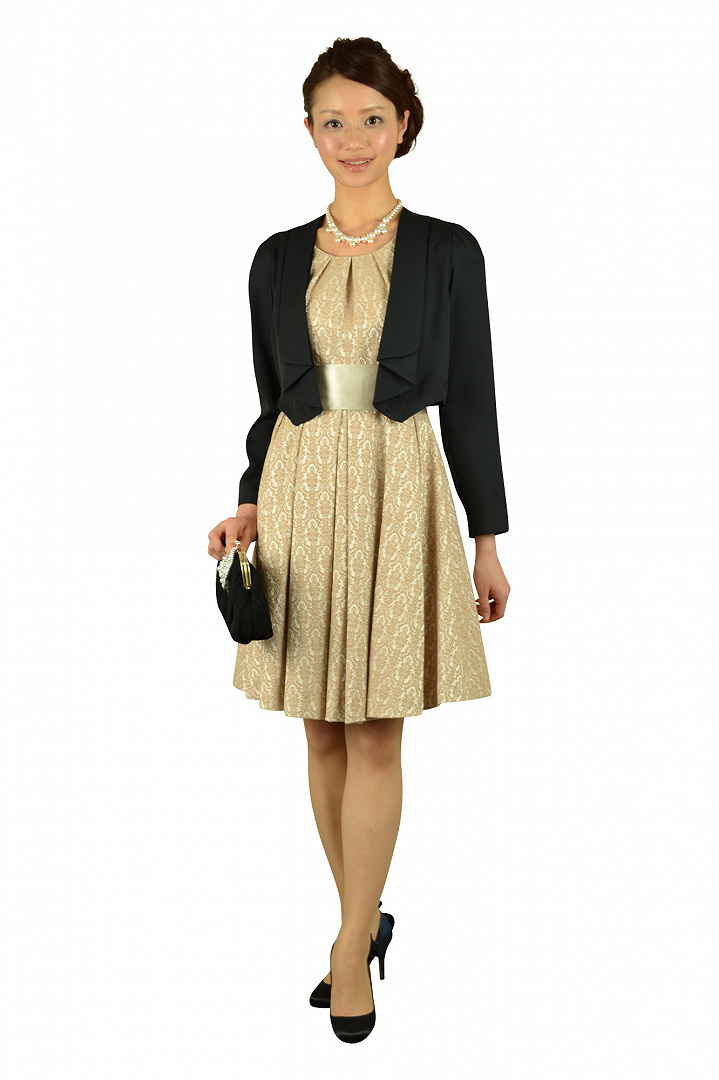 ベージュジャガードドレス