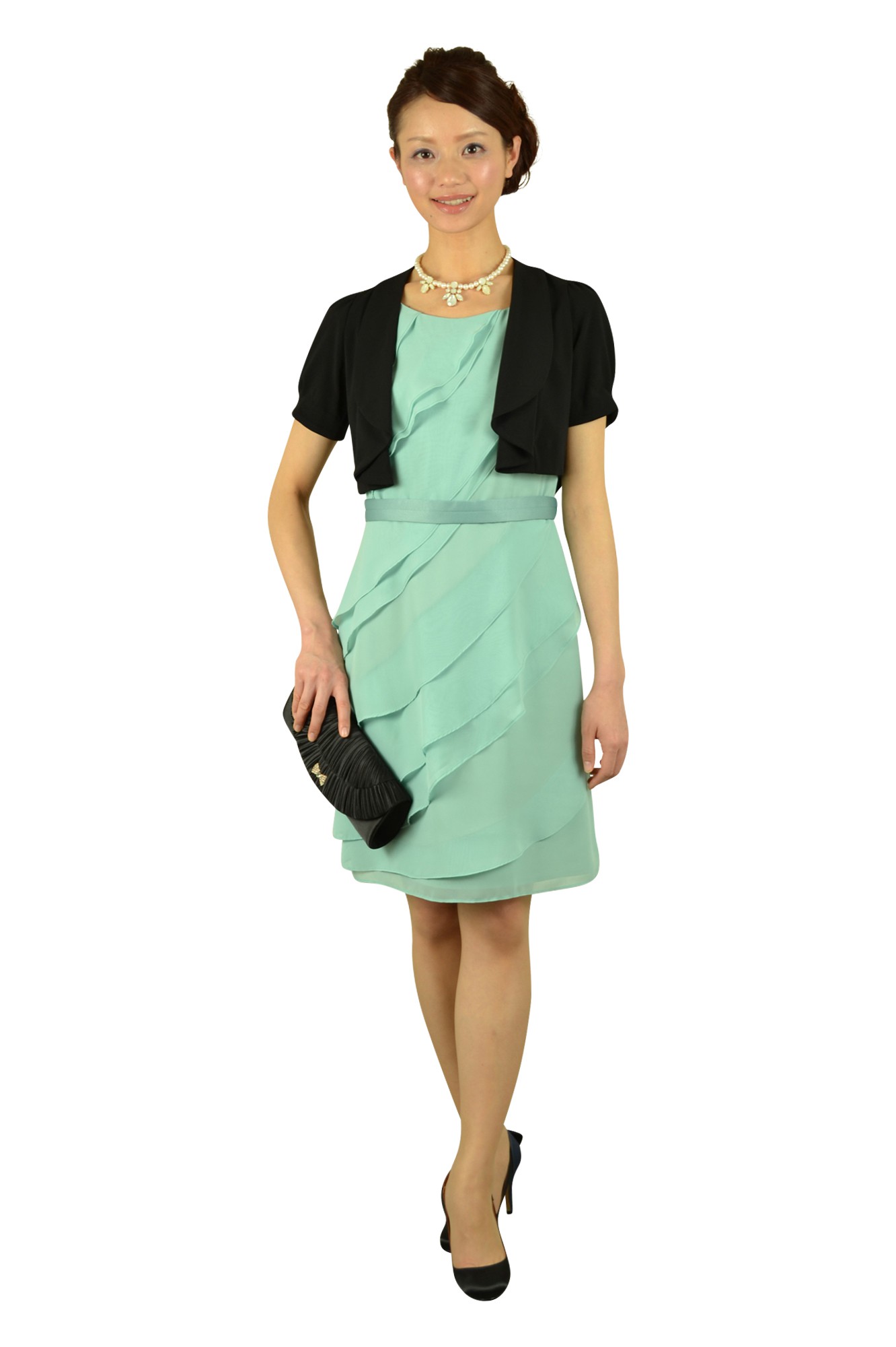 ランダムフリルミルキーブルードレス