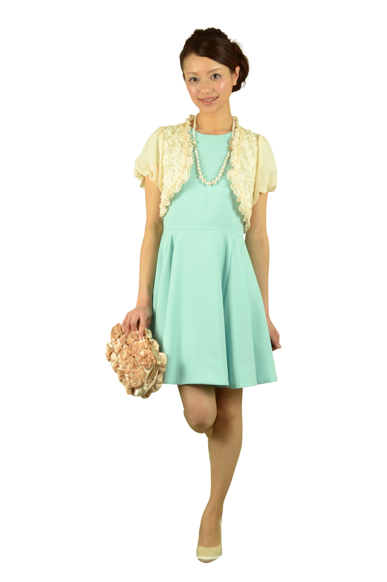 フラワーモチーフロングパールネックレス