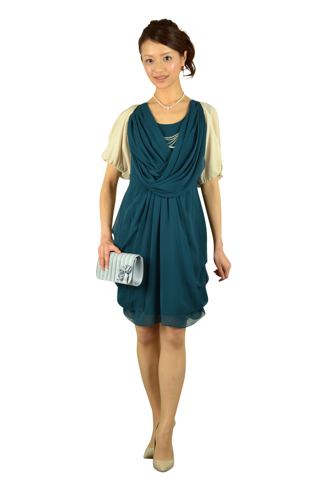 シンプルクリスタル付きベージュボレロ