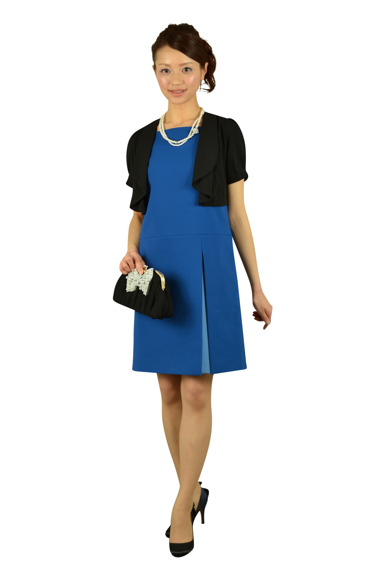 ブローチ付2連パールシルバーネックレス