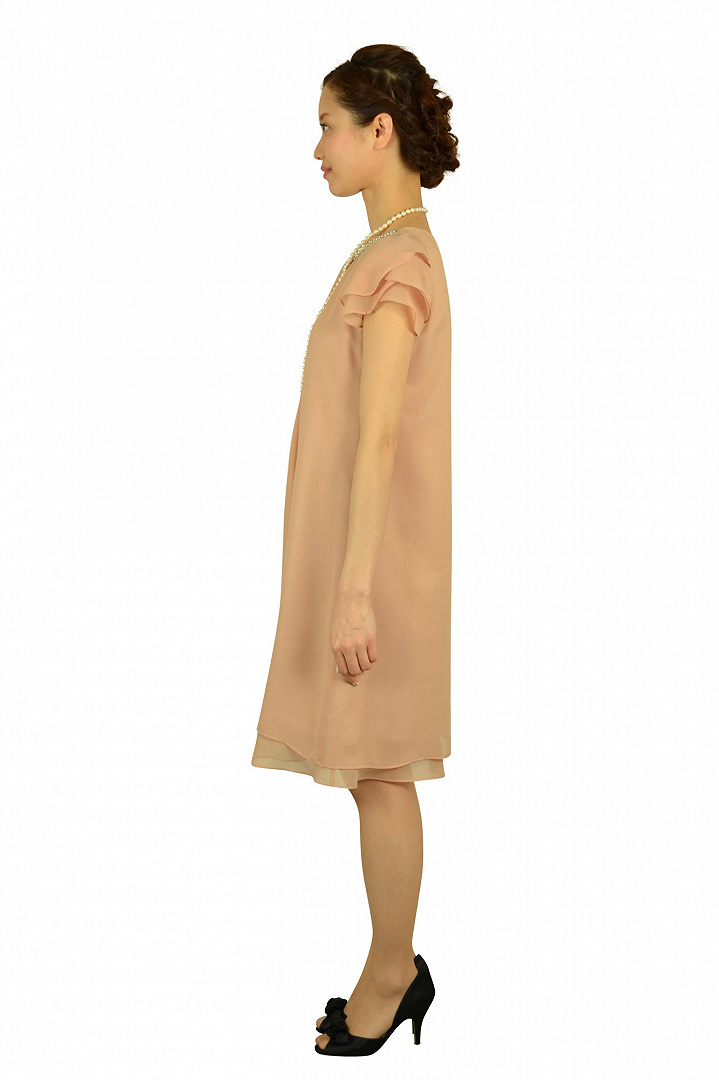 ピンクベージュゆったりドレス