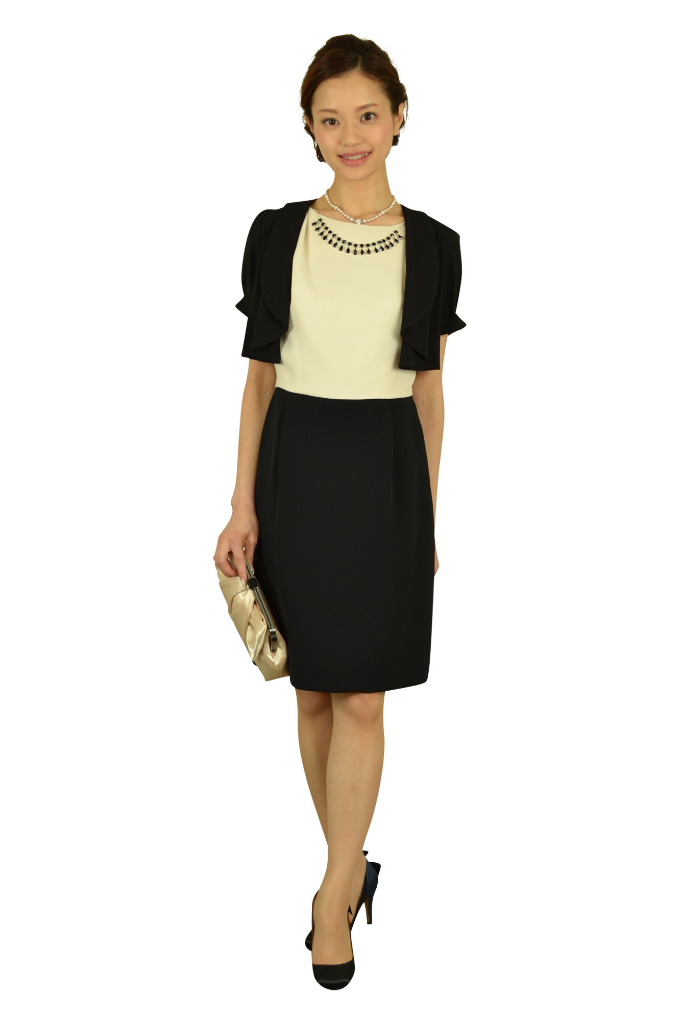 バイカラーIラインビジュドレス