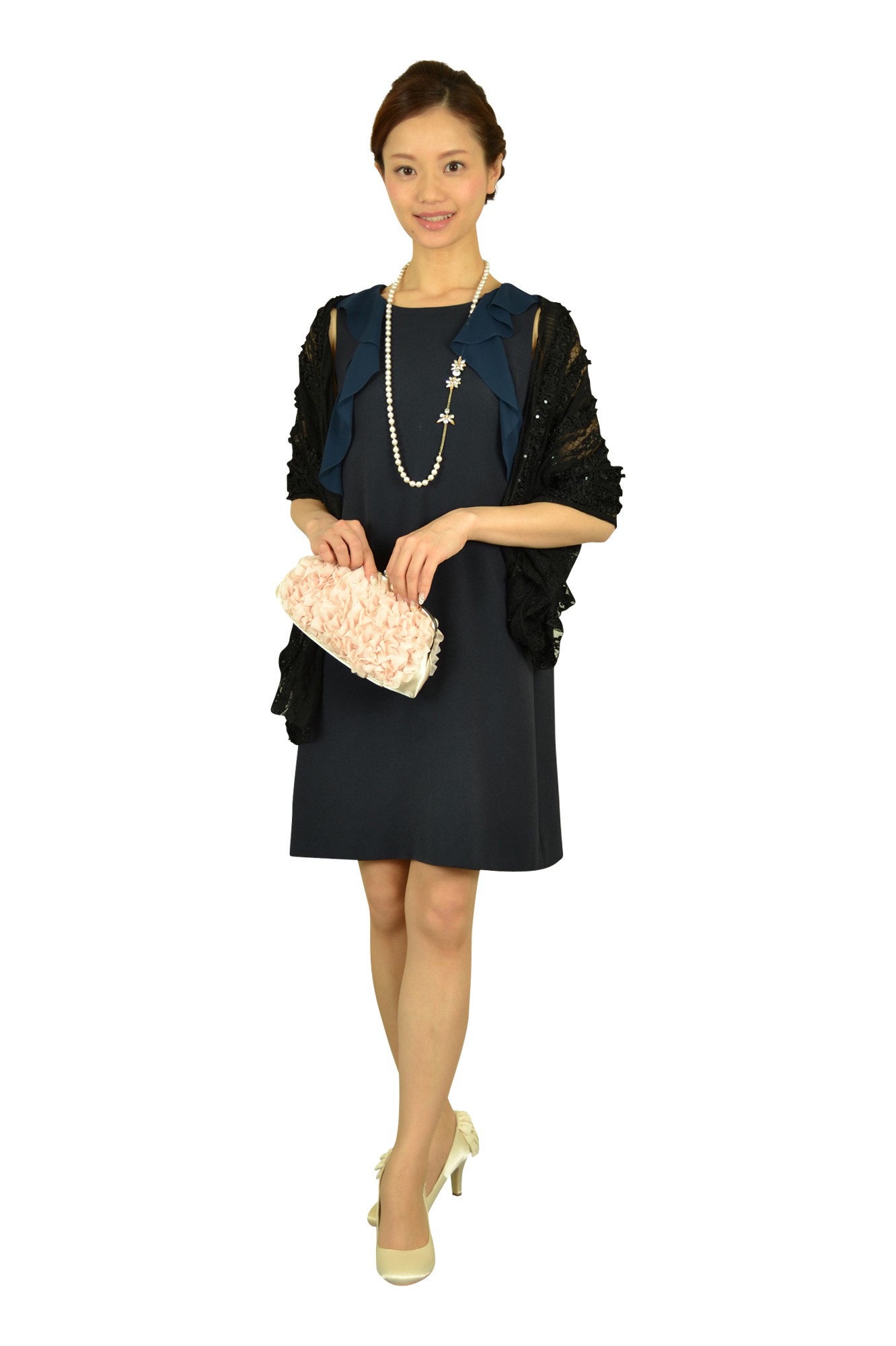 レース装飾ブラックショール