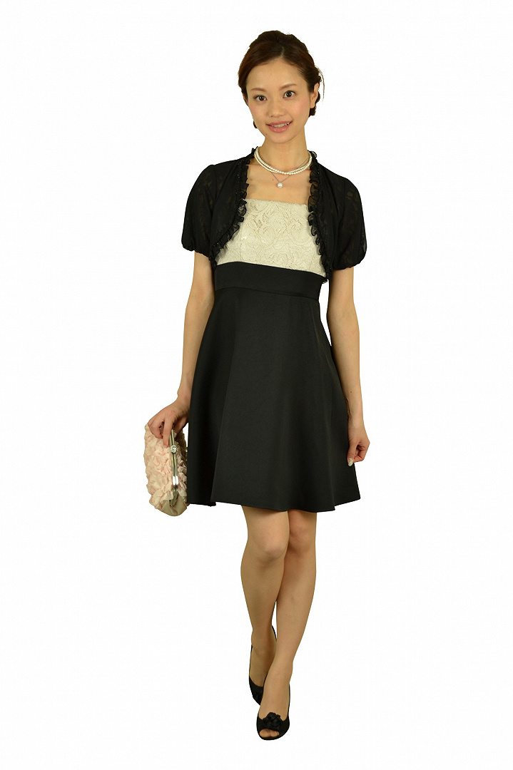 上質バイカラーフレアドレス