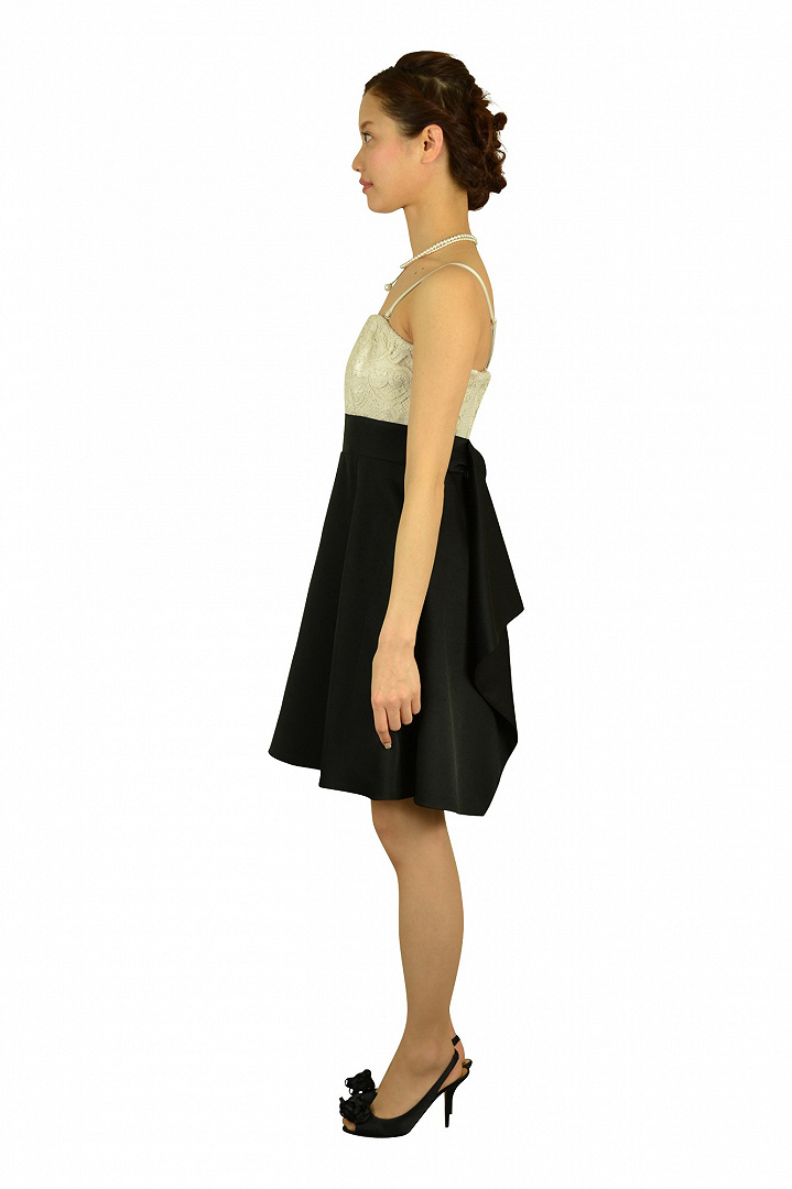 上質バイカラーフレアドレス