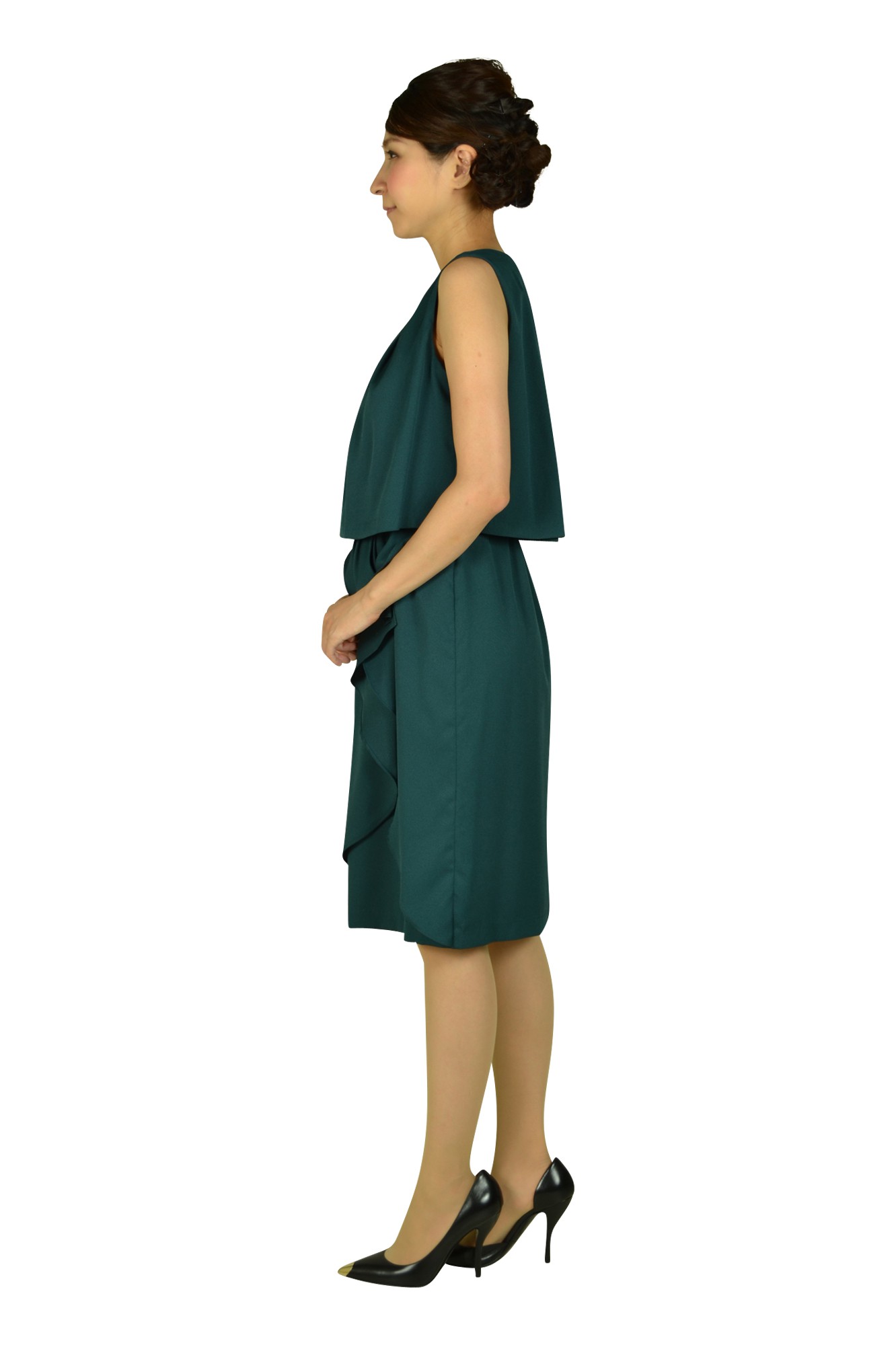 エレガントフリルグリーンドレス