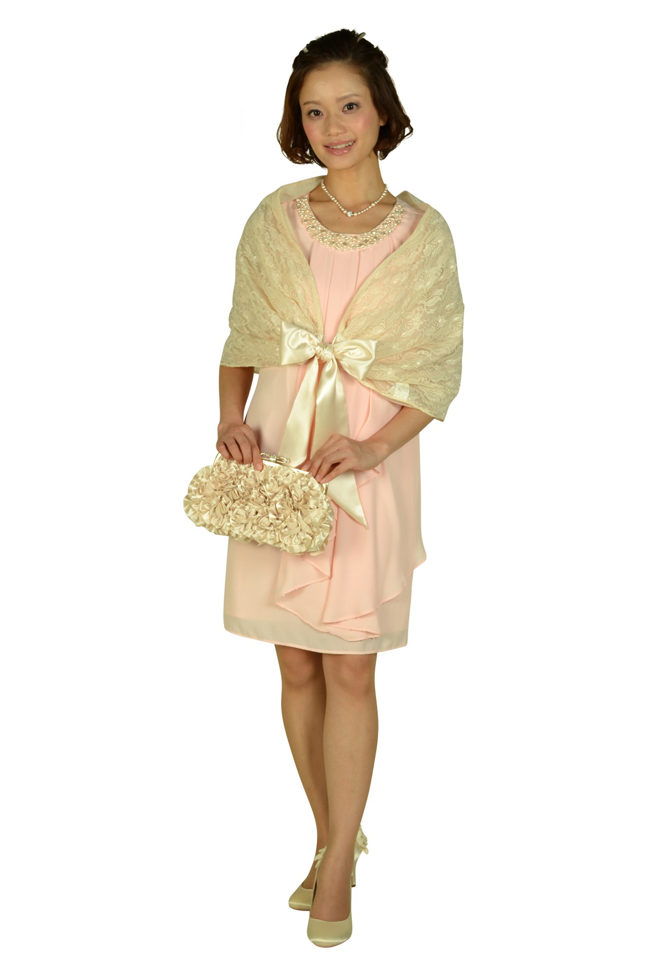 ピンクノースリーブドレス