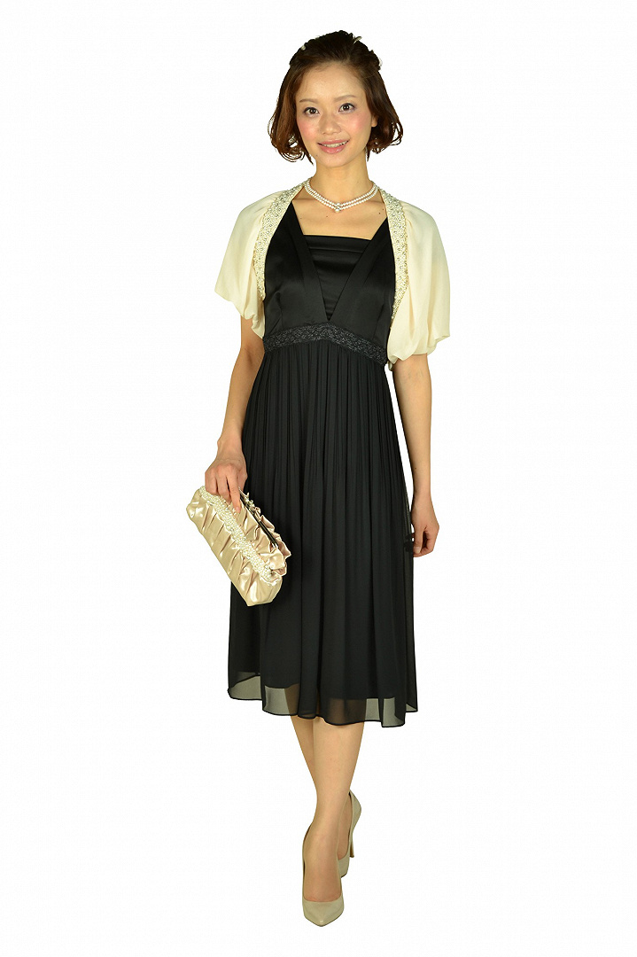 ブラックミディ丈ドレス