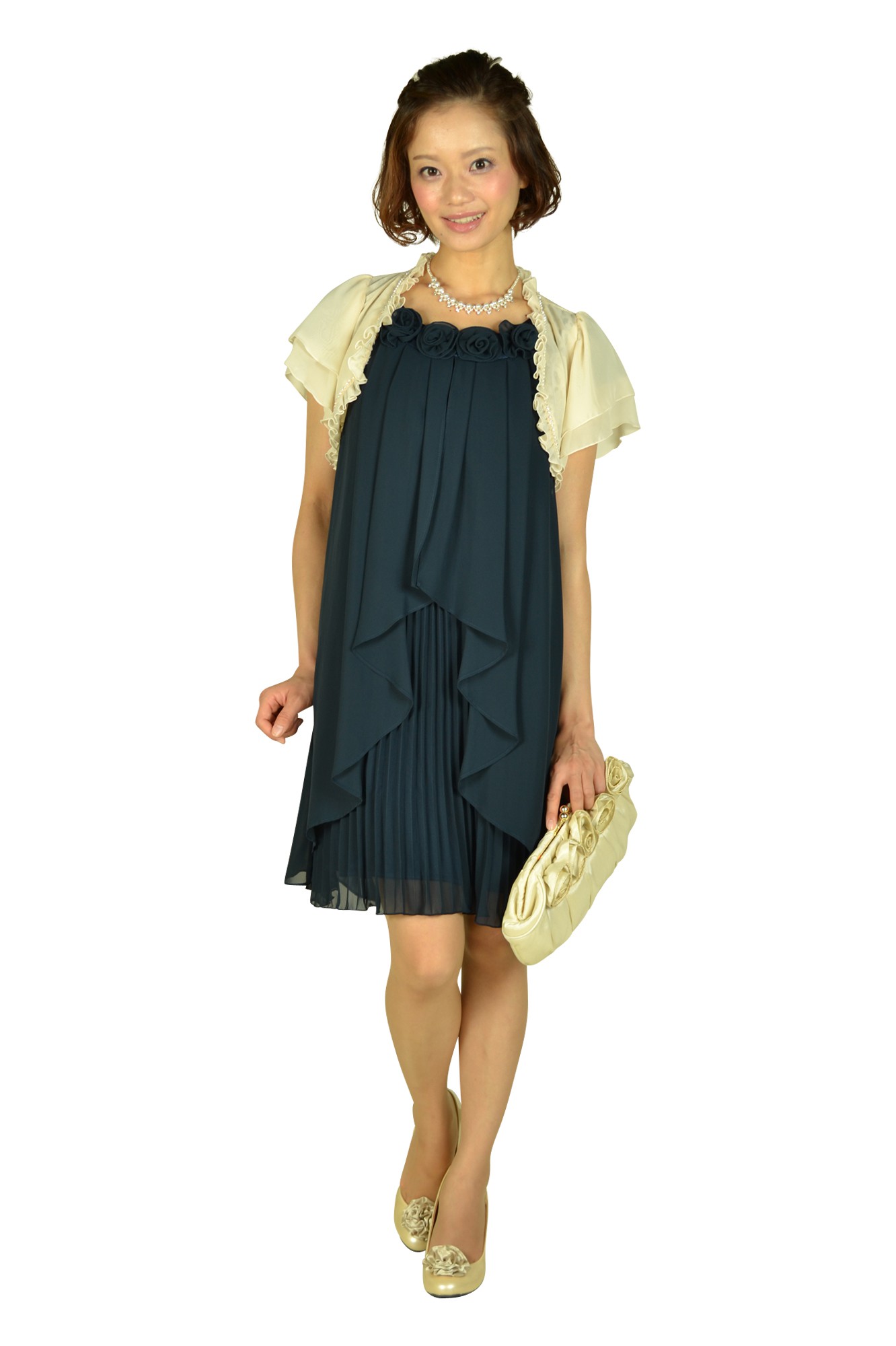 ネイビーシフォンドレス