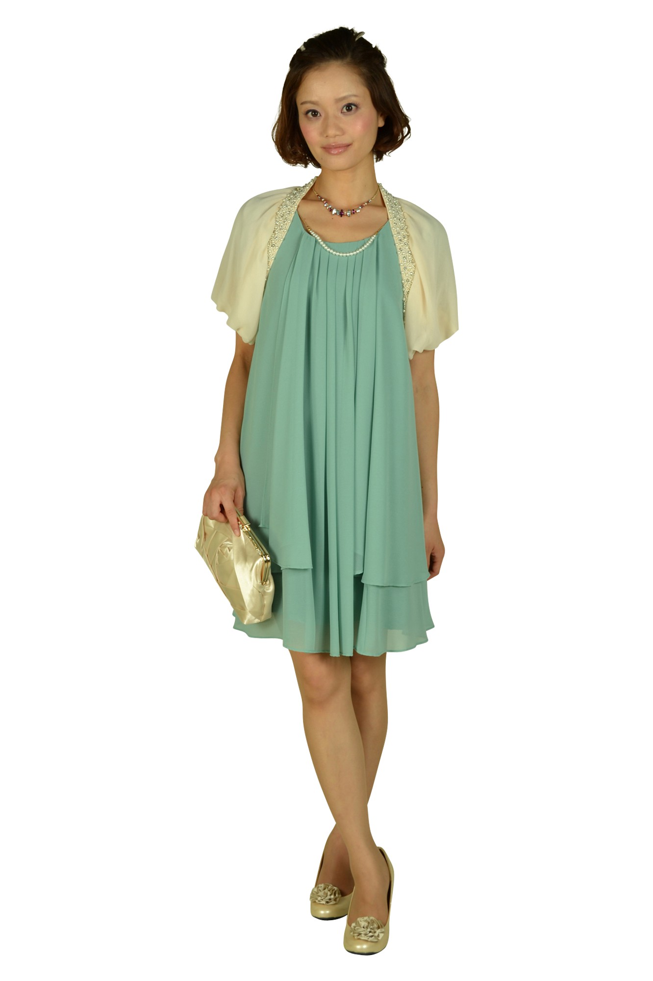 カラフルパール&ビジュ華奢ネックレス