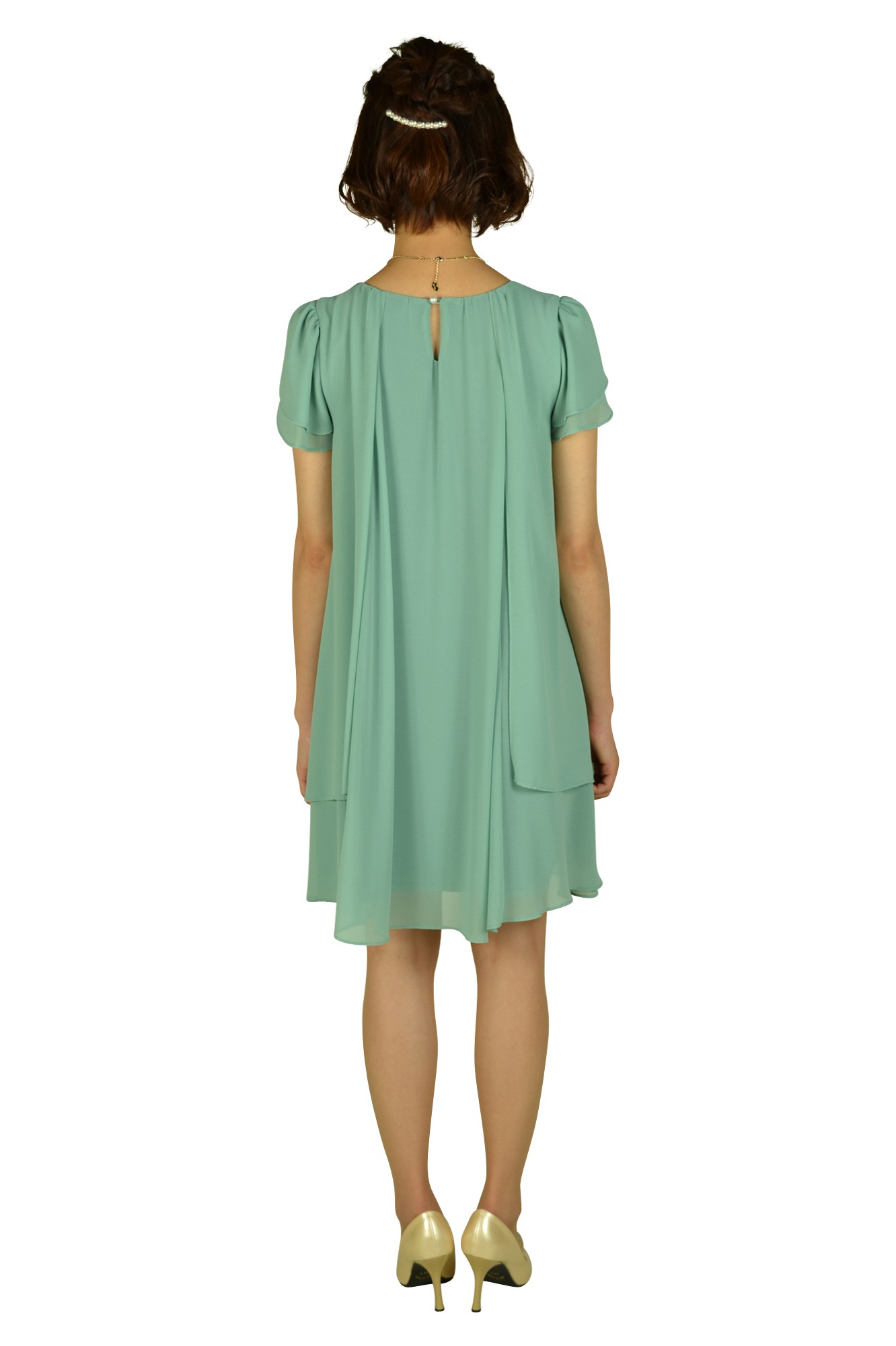 ティアードスリーブミントドレス