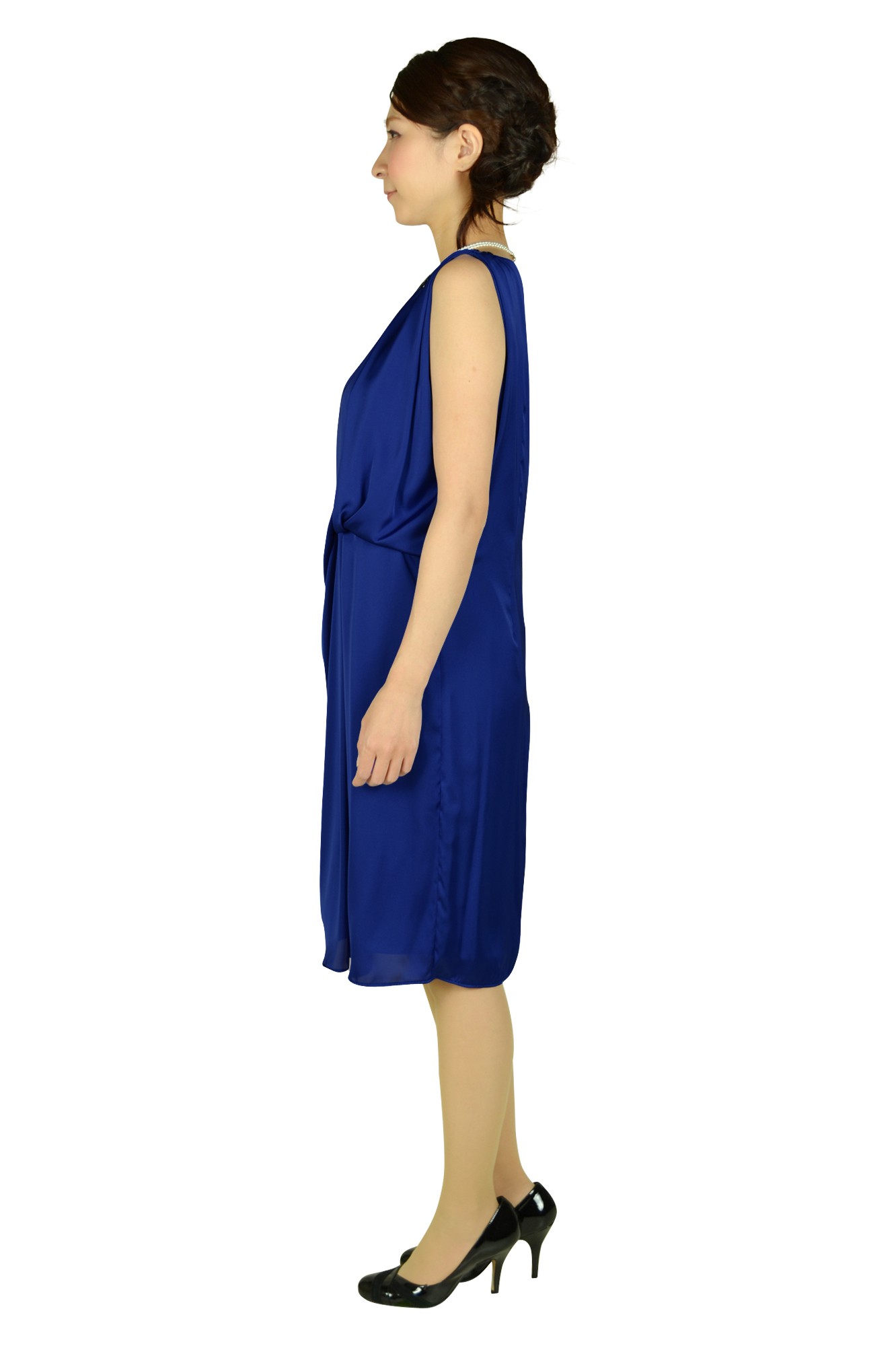 シルキーサテンブルービジュドレス