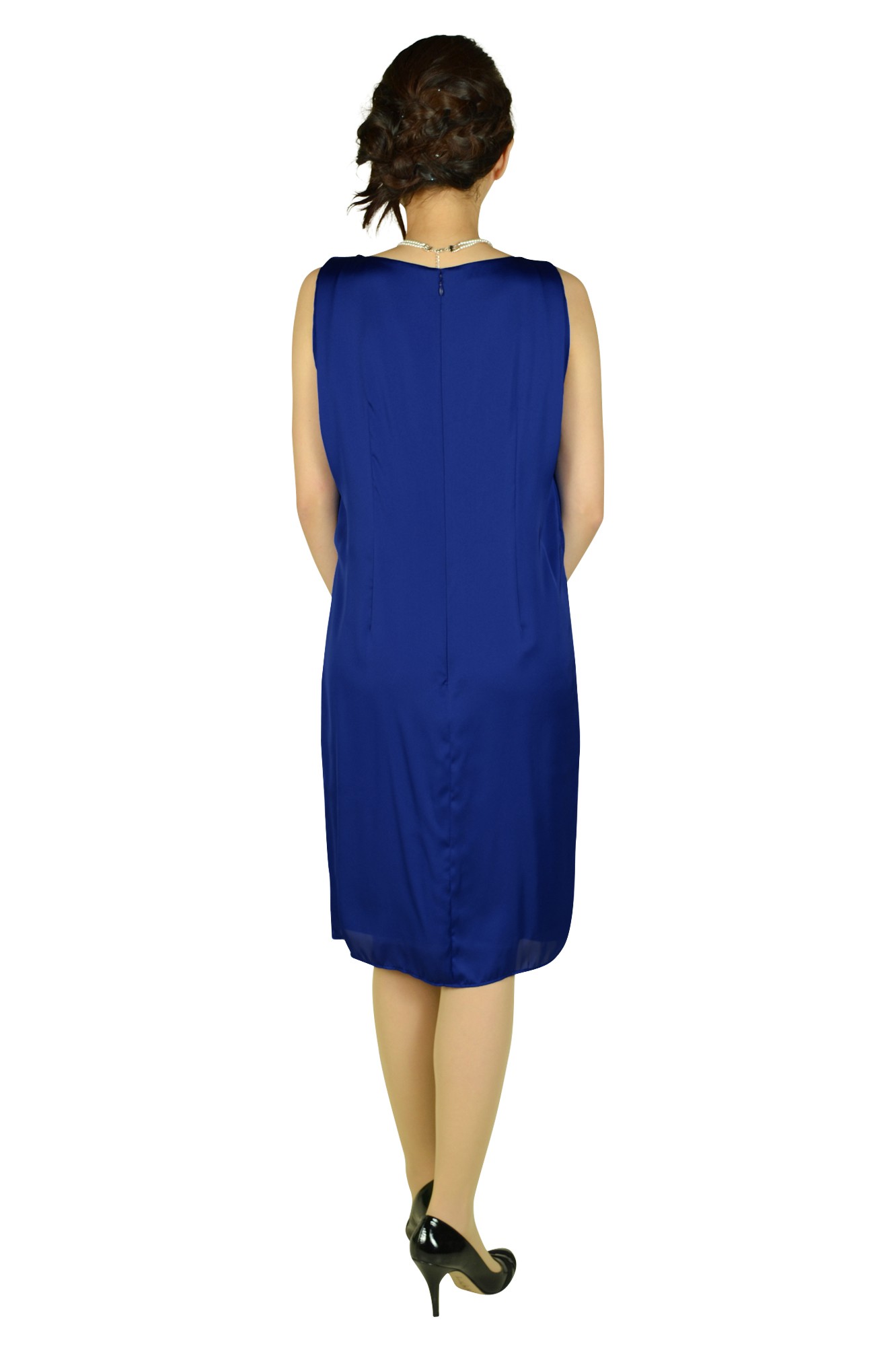 シルキーサテンブルービジュドレス