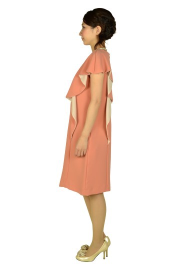 アシメミニ袖オレンジドレス