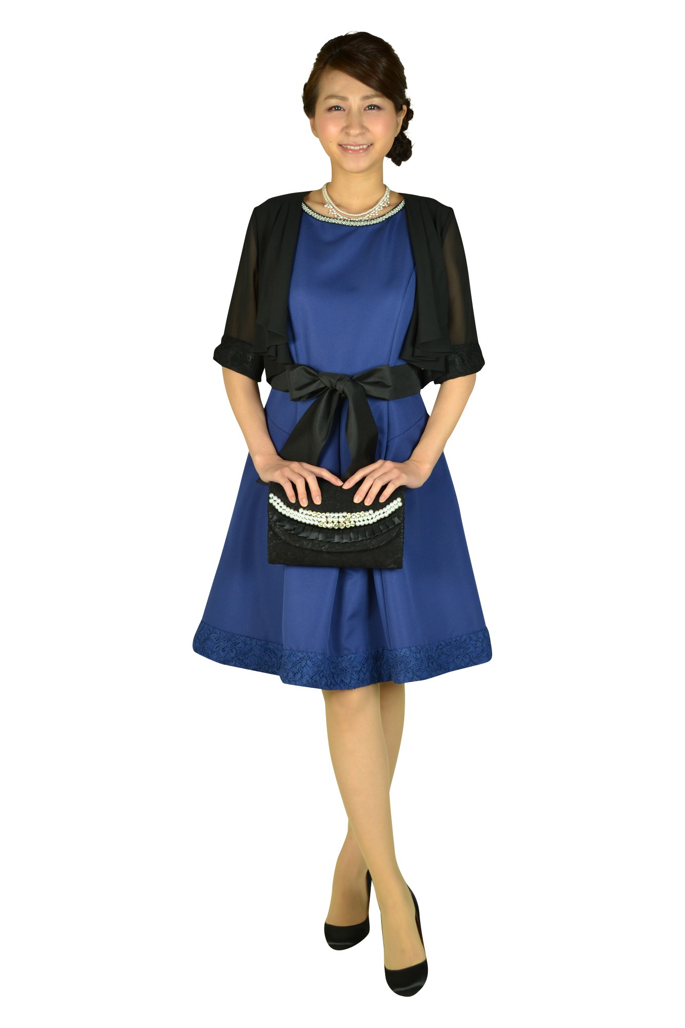 首元ビジュブルーフレアドレス